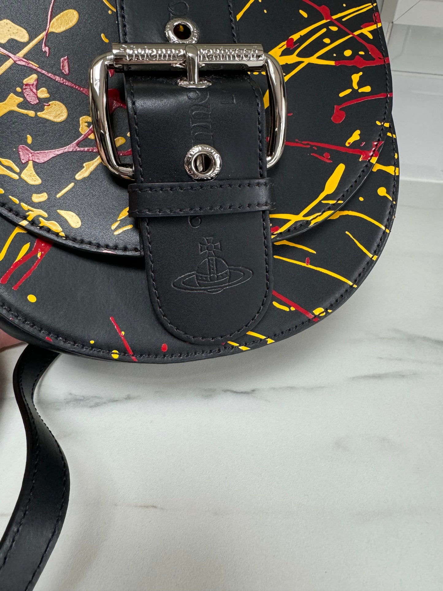 Vivienne Westwood Alex Saddle Bag - Black, Red & Yellow