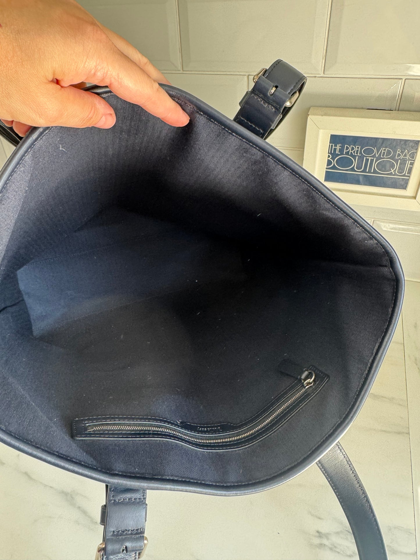 Mulberry Canvas Tote Bag - Ecru and Navy
