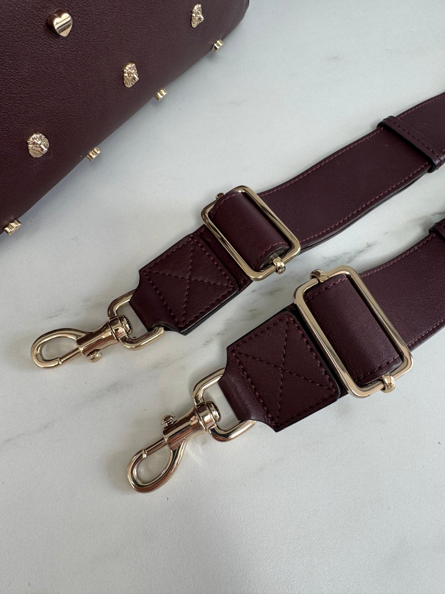Mulberry Medium Limited Edition Cara  Delevingne Lion and Heart Rivet Backpack - Oxblood