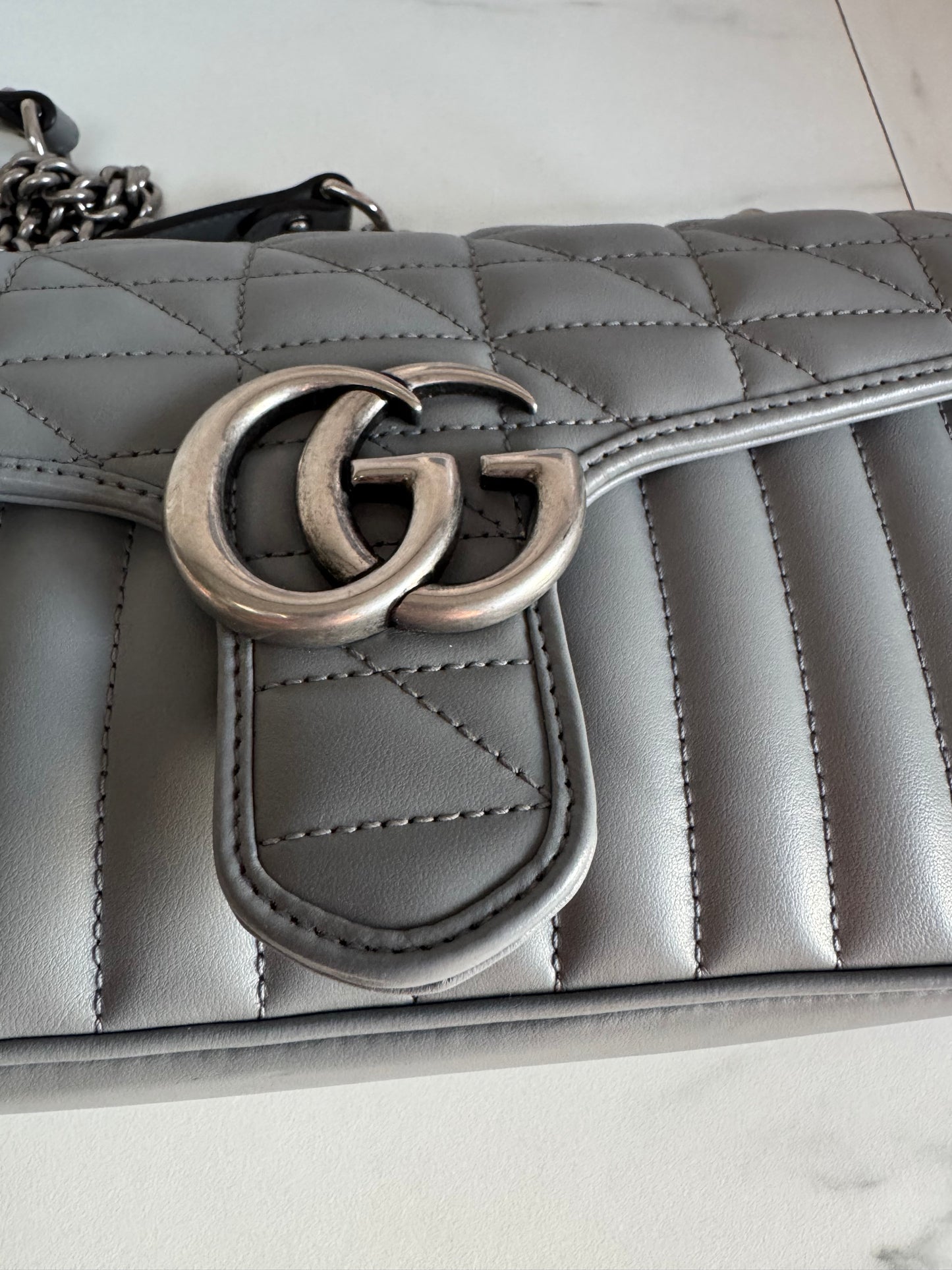 Gucci GG Marmont Shoulder Bag - Grey