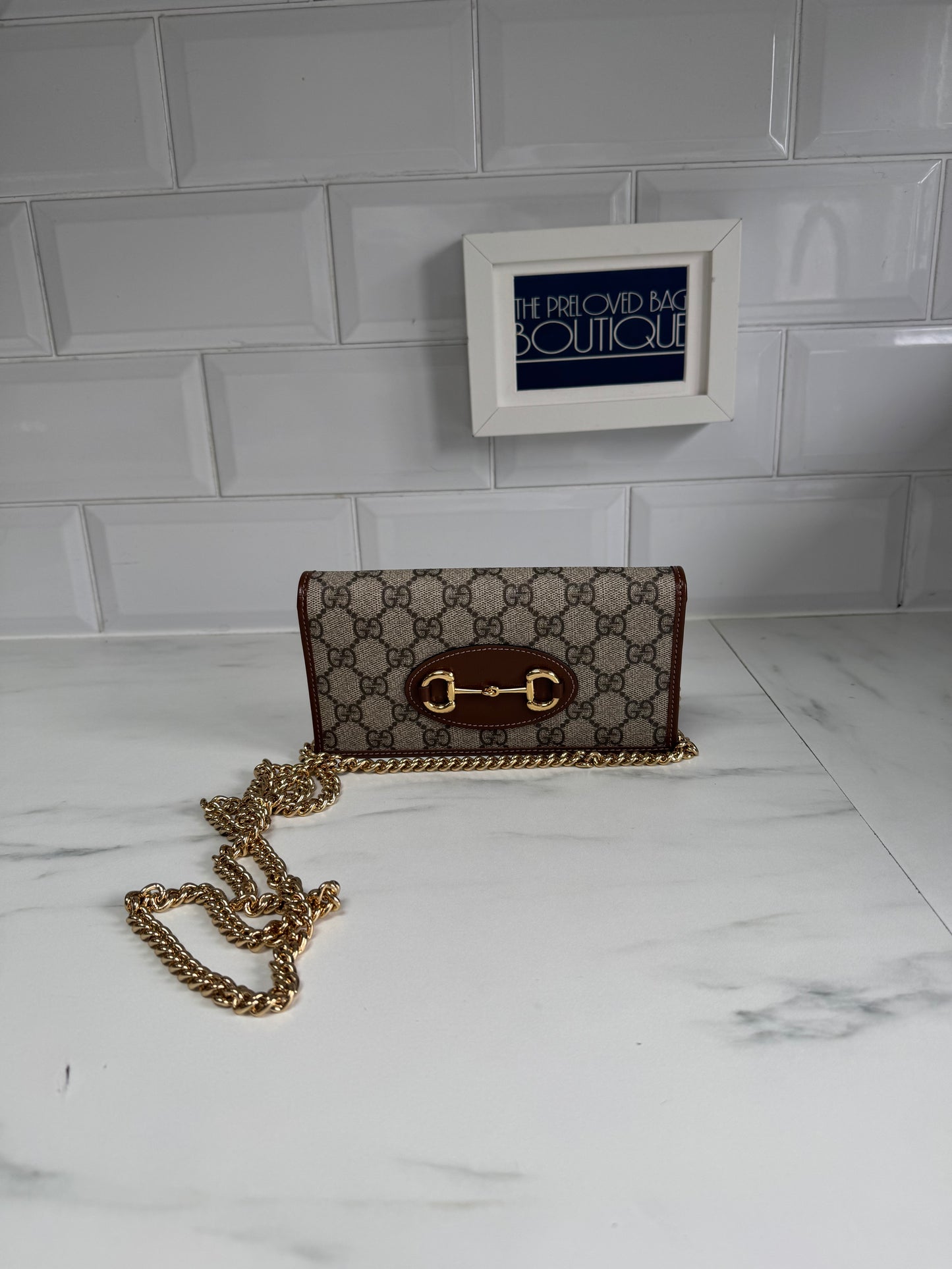 Gucci Horsebit Wallet on Chain - Brown and Beige