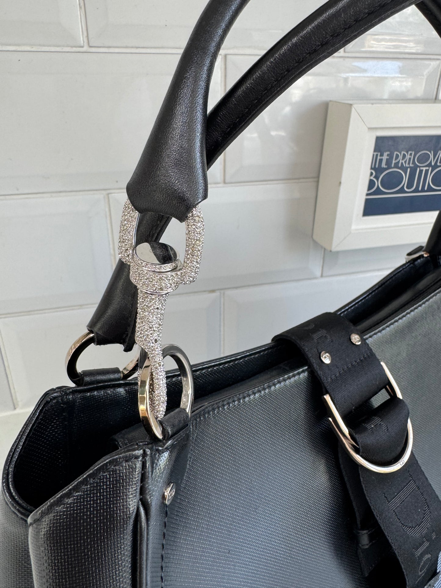 Christian Dior Diamanté Clip Shoulder Bag - Black