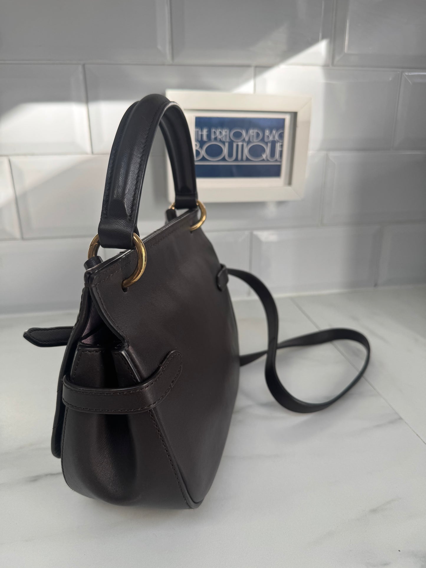 Mulberry Small Amberley Quilted Heart Satchel - Chocolate