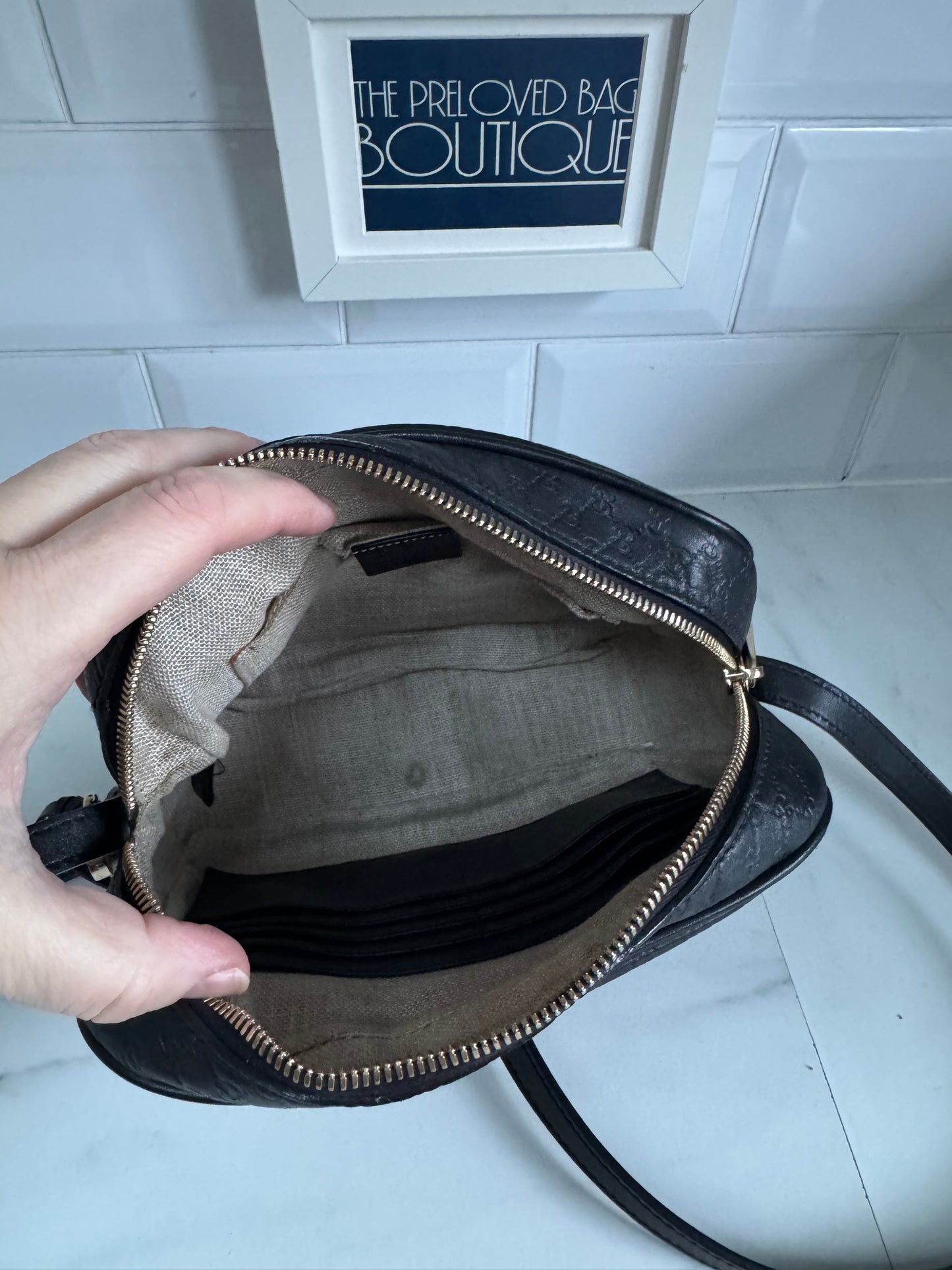 Gucci Micro Guccissima Bree Cross Body Bag - Black