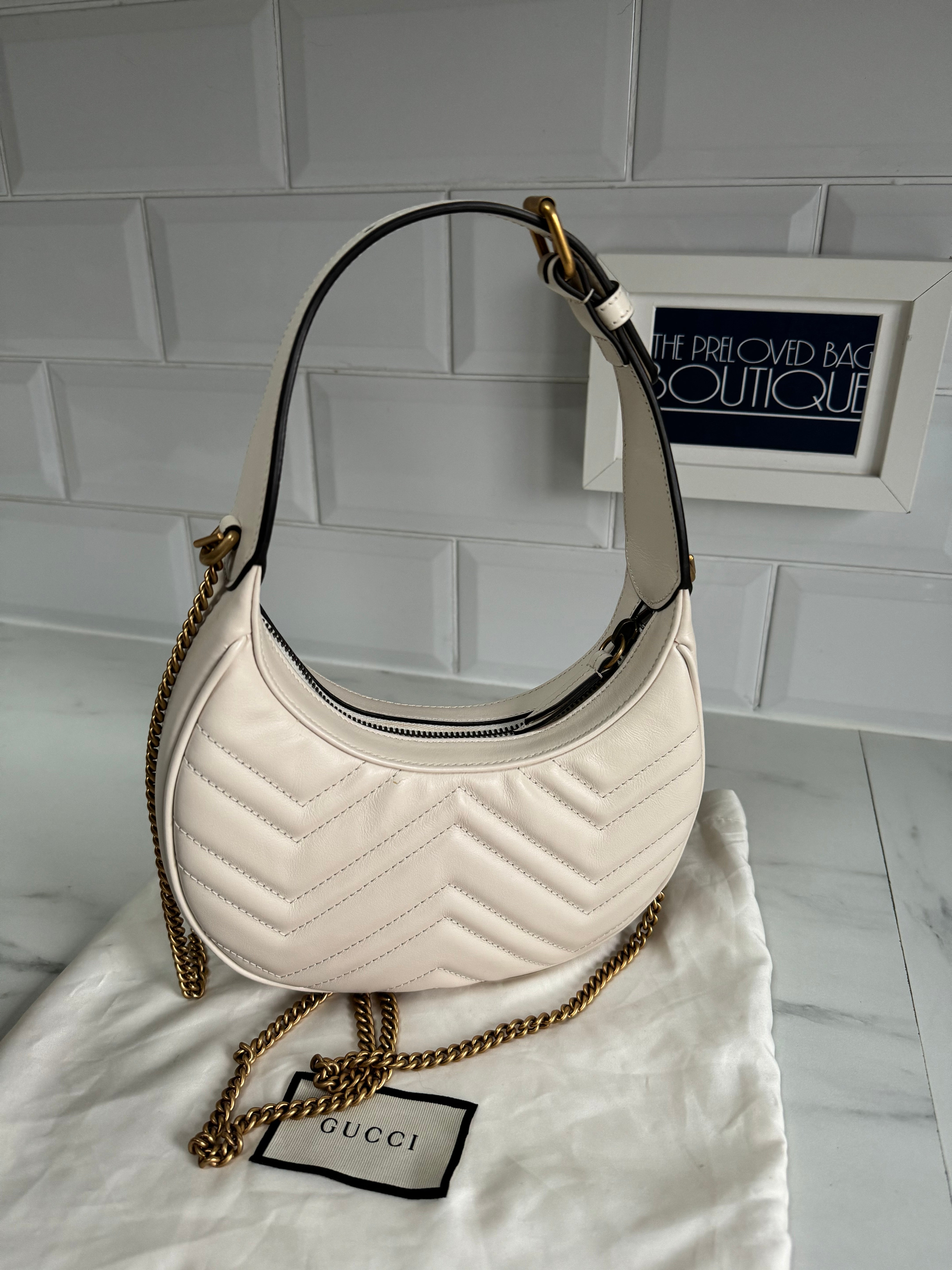 Gucci Marmont Half Moon Shaped Mini Bag White The Preloved Bag