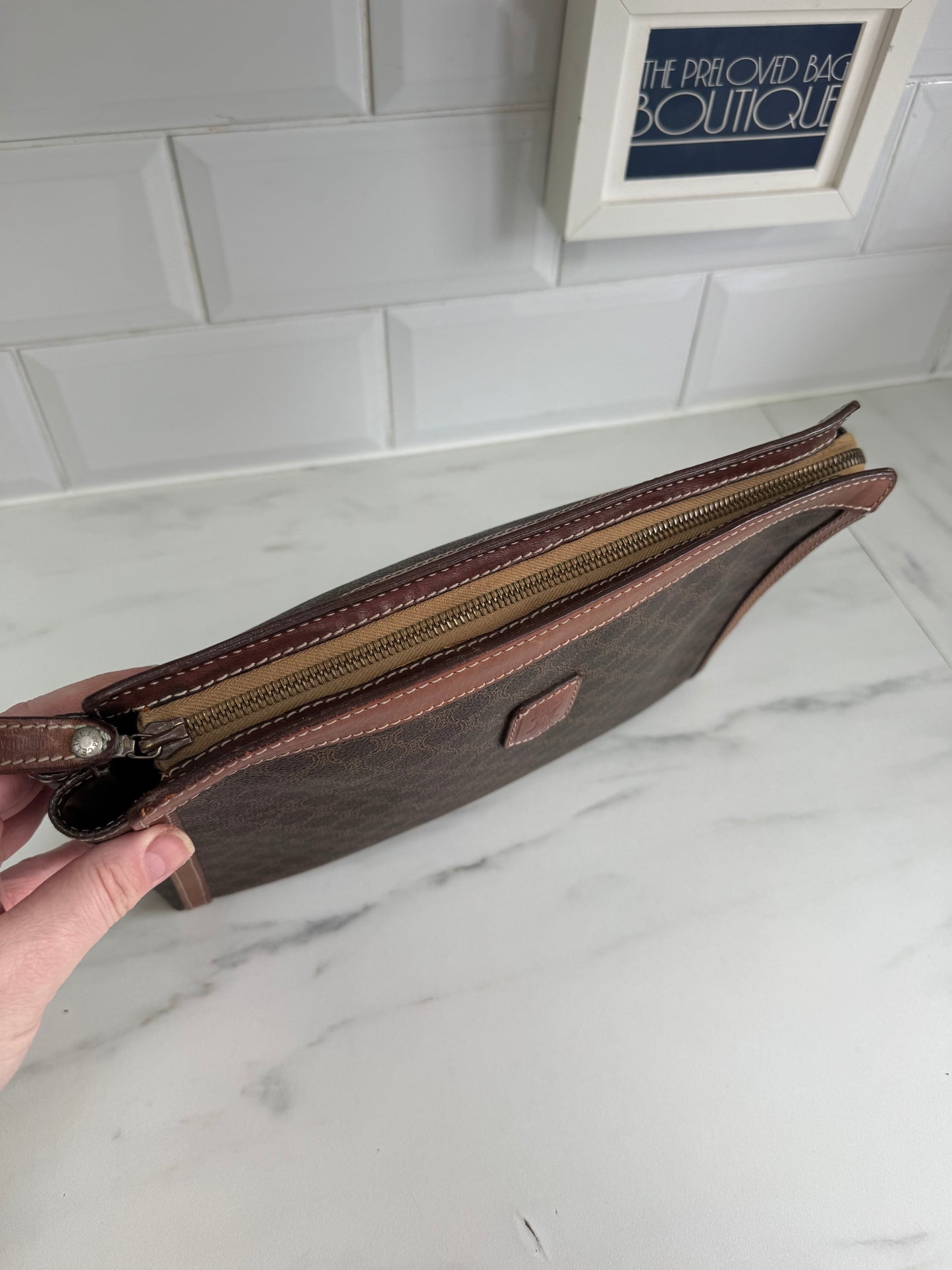 Celine Macadam Toiletry/Clutch- Brown