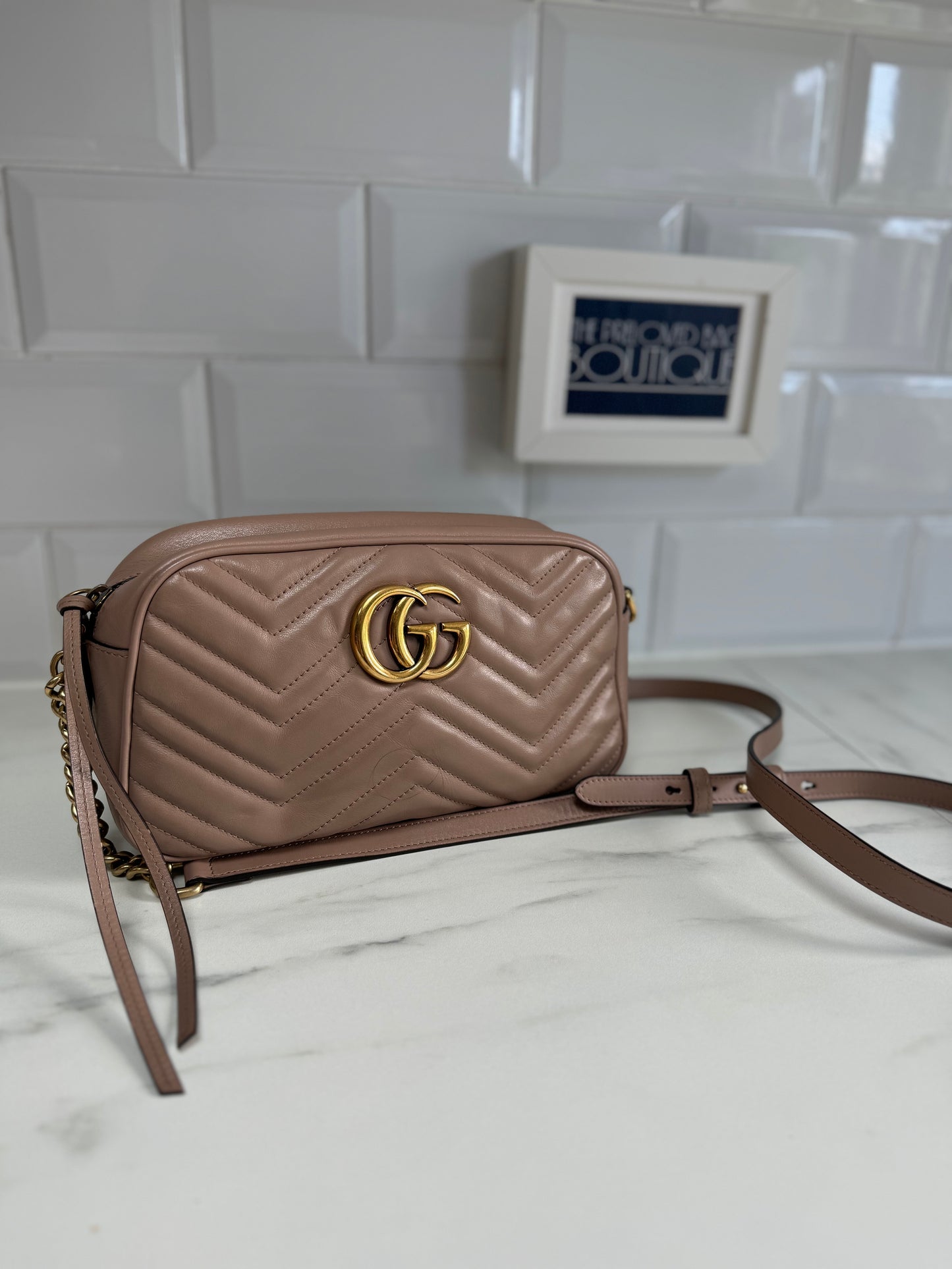 Gucci Marmont Shoulder Bag - Nude