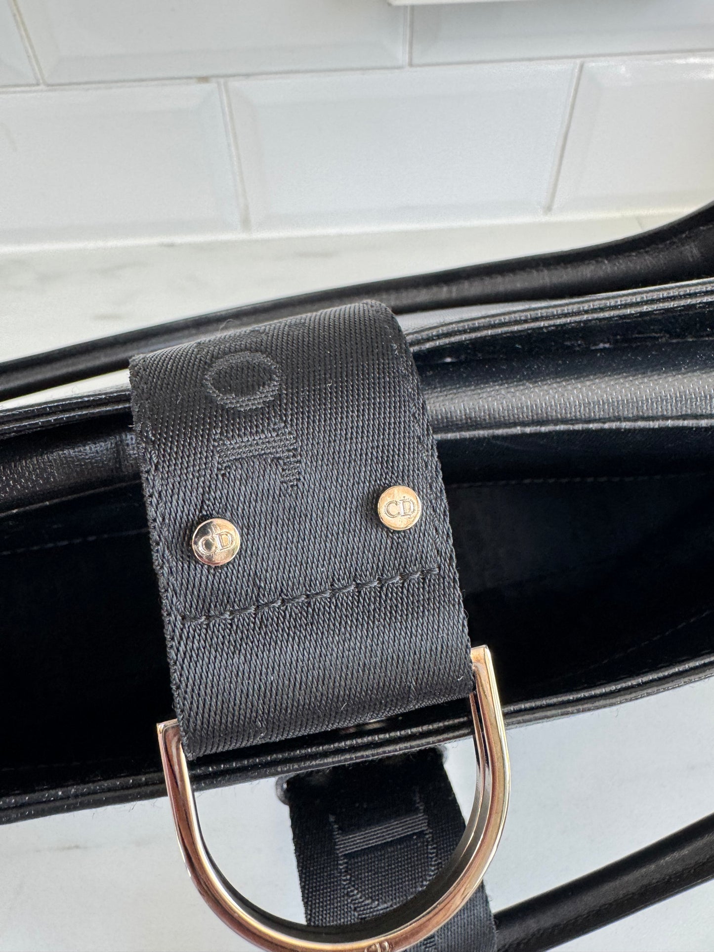 Christian Dior Diamanté Clip Shoulder Bag - Black