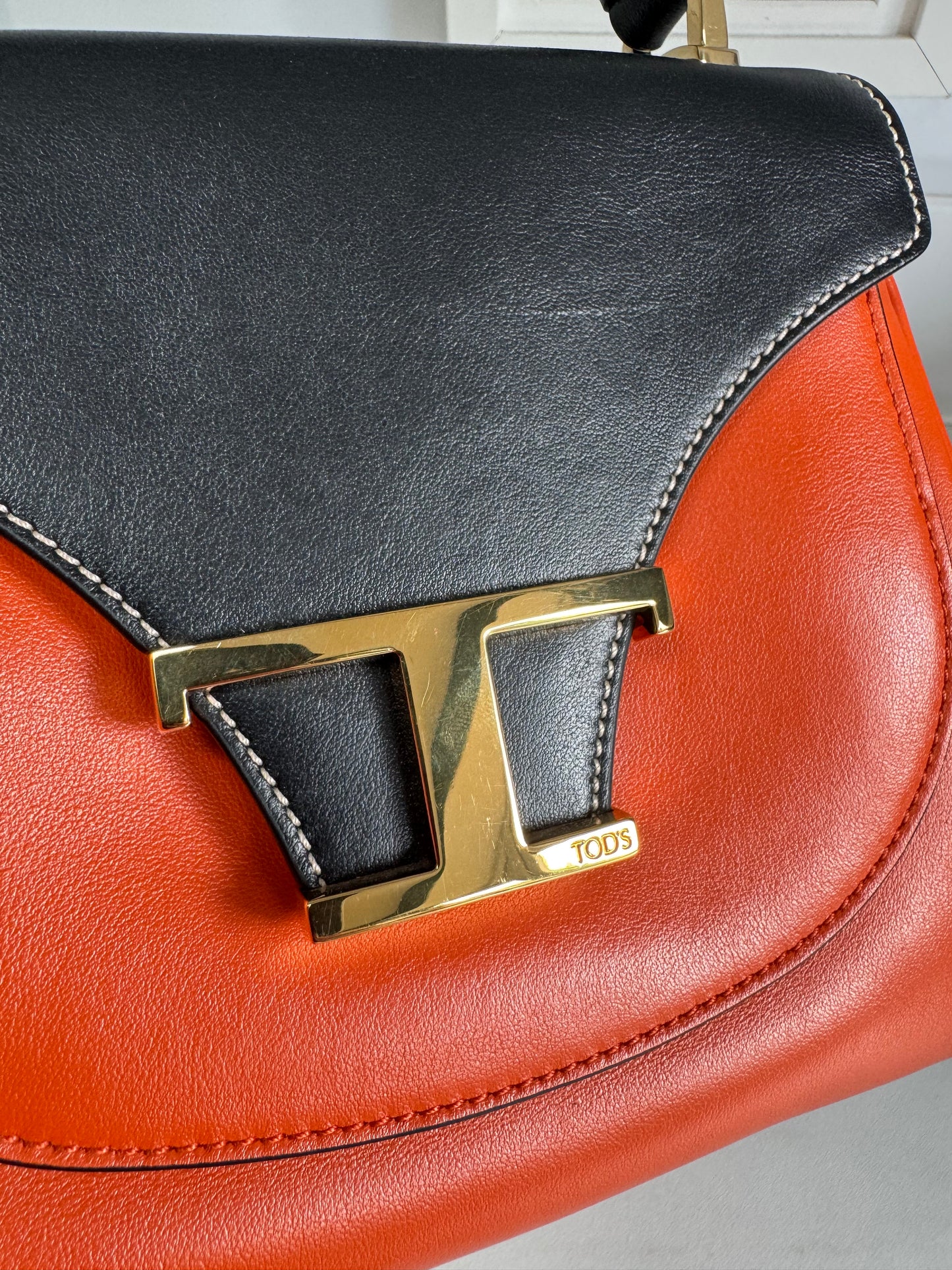 Tods T Bag - Black and Orange