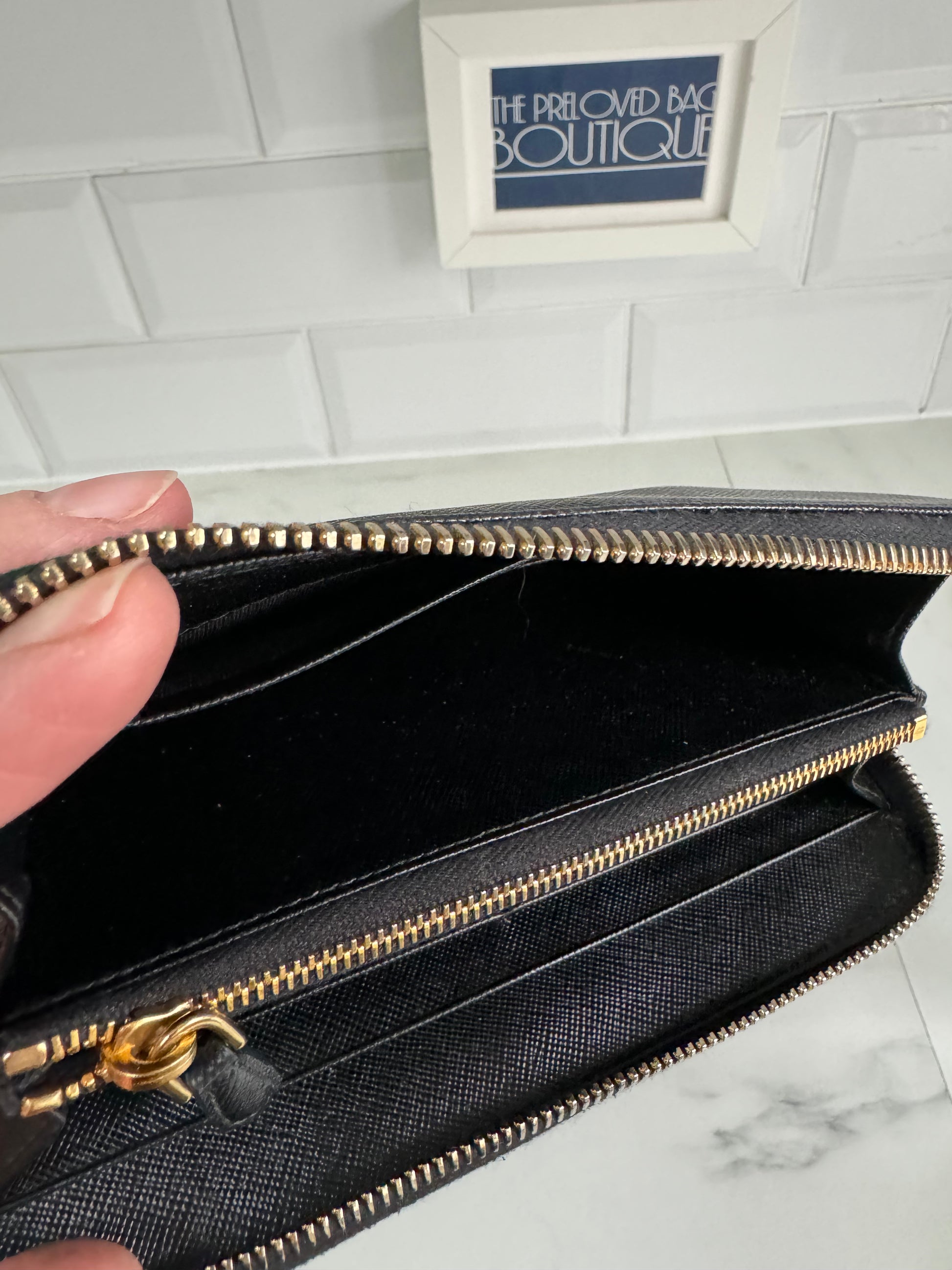 Prada zipper online wallet