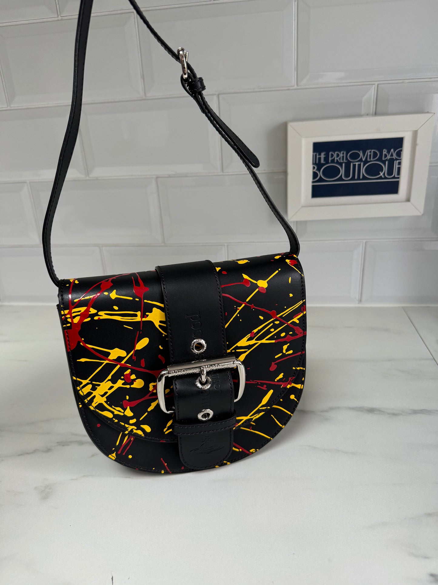 Vivienne Westwood Alex Saddle Bag - Black, Red & Yellow