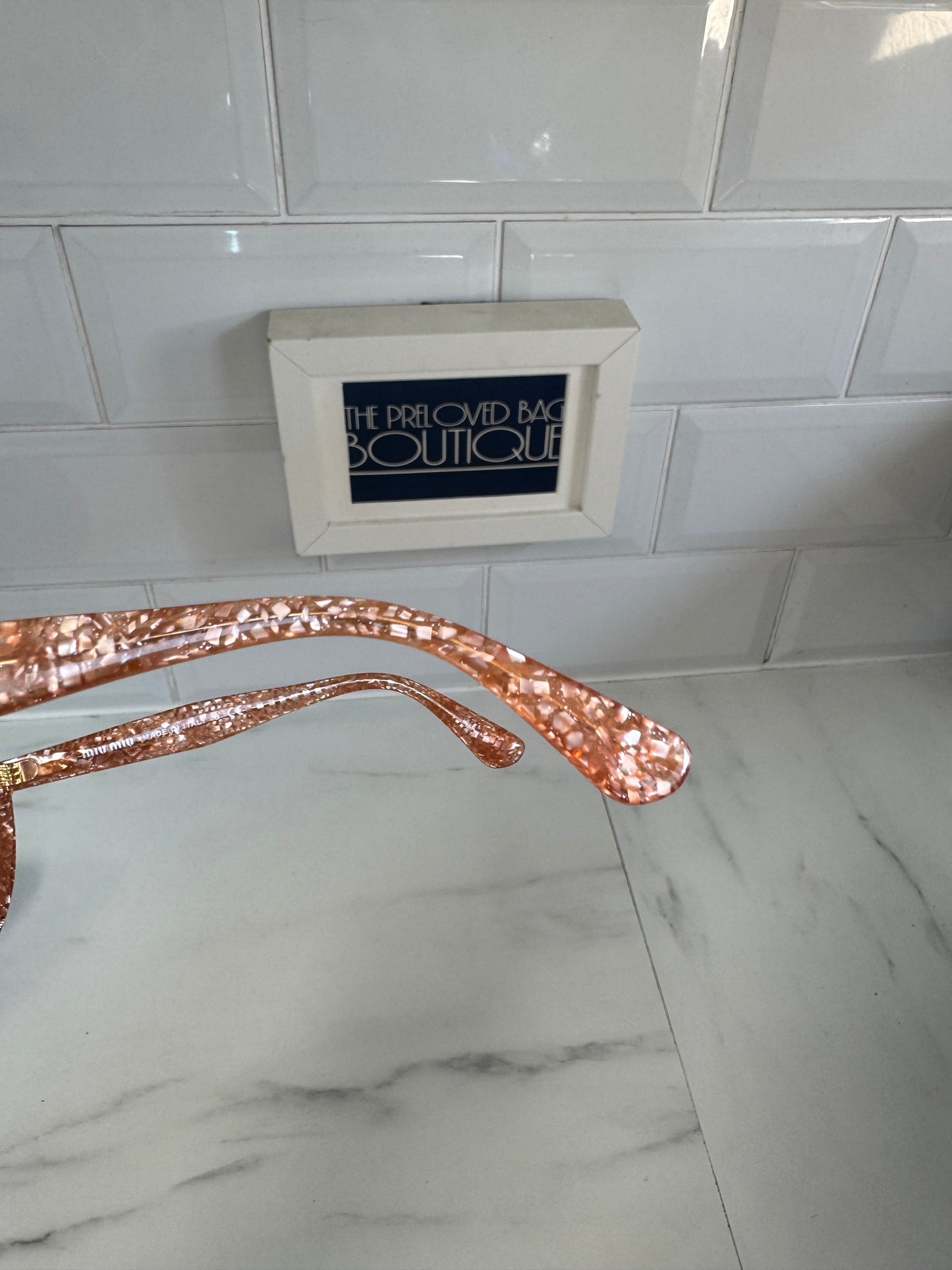 Miu Miu Cat Eye Tinted Sunglasses - pink and gold