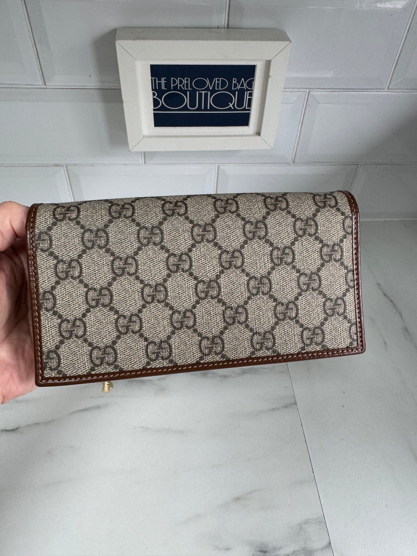 Gucci Horsebit Wallet on Chain - Brown and Beige