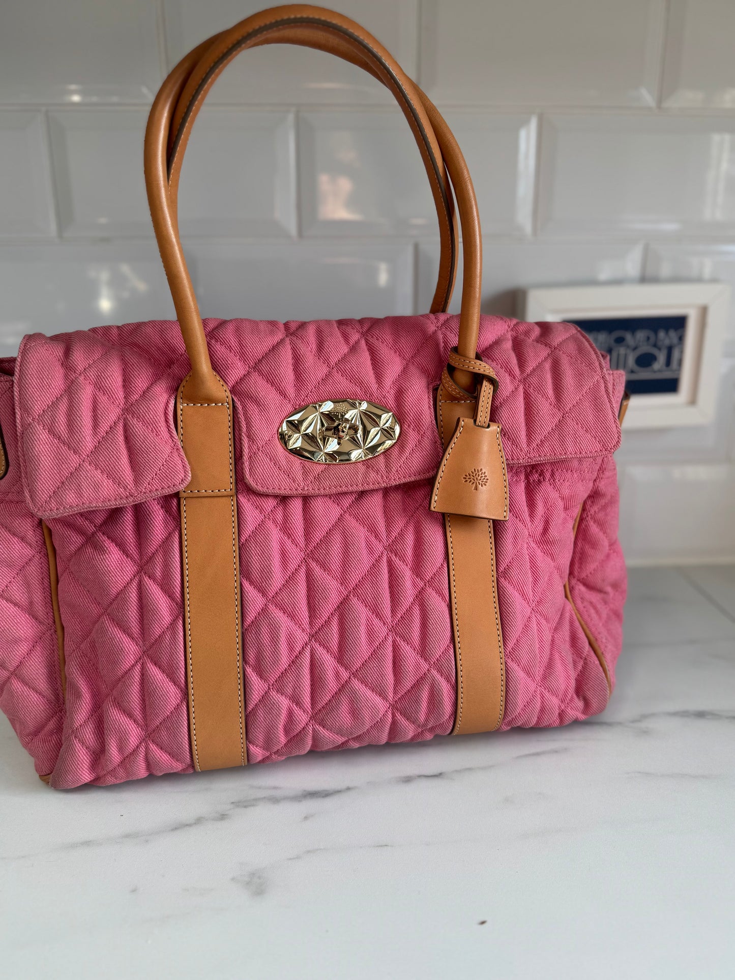 Mulberry Denim Quilted Bayswater - Candy Pink