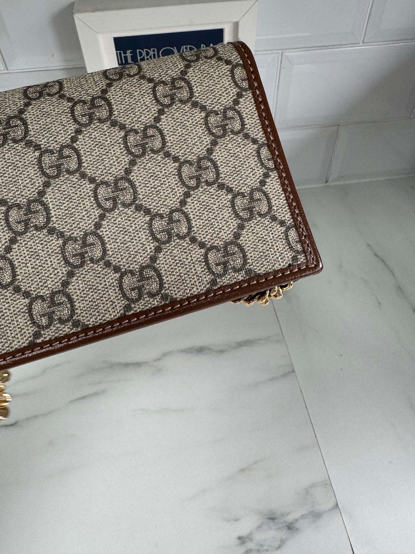 Gucci Horsebit Wallet on Chain - Brown and Beige