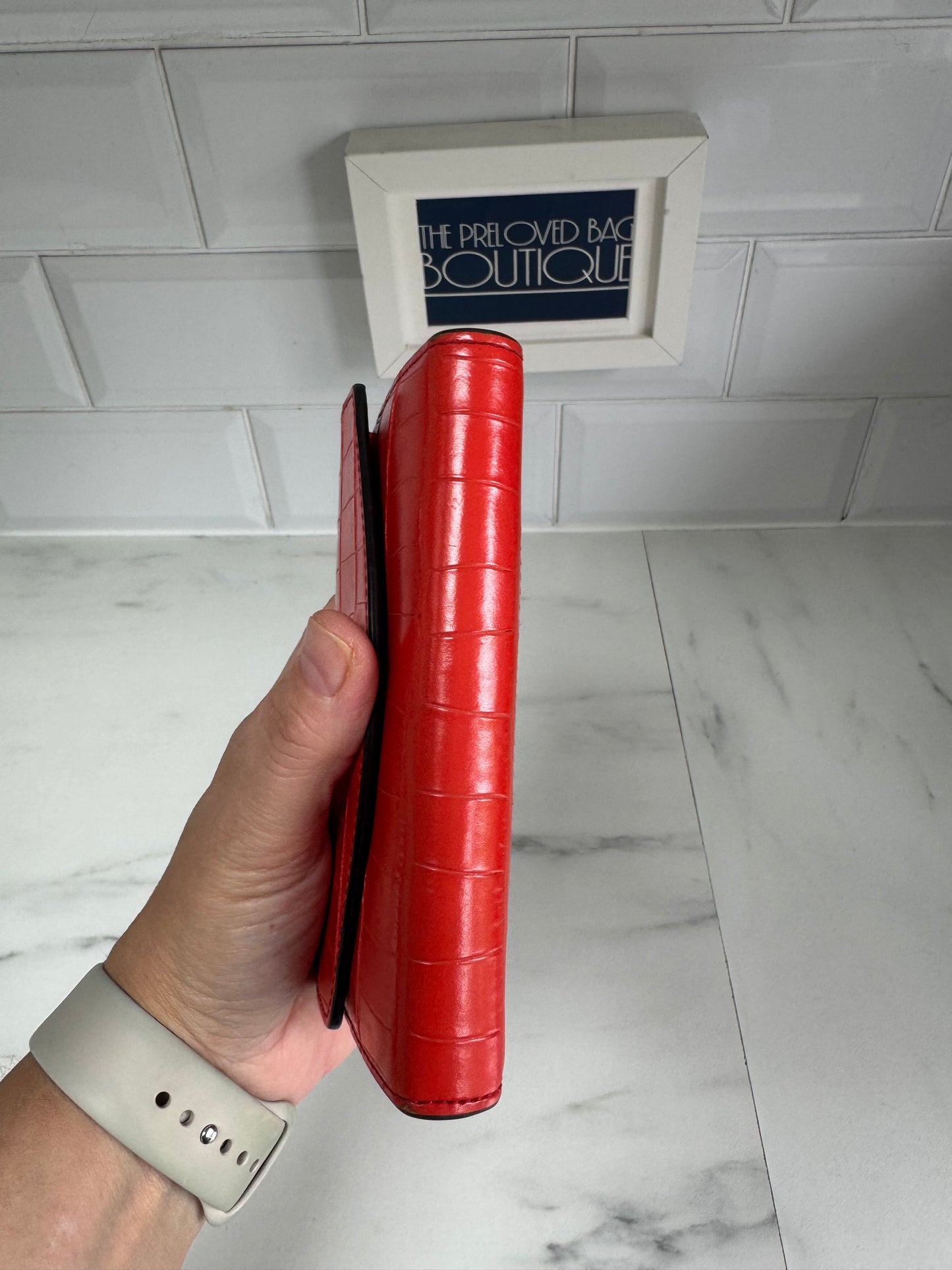 Mulberry Medium Darley wallet - Tomato Red Croc Embossed