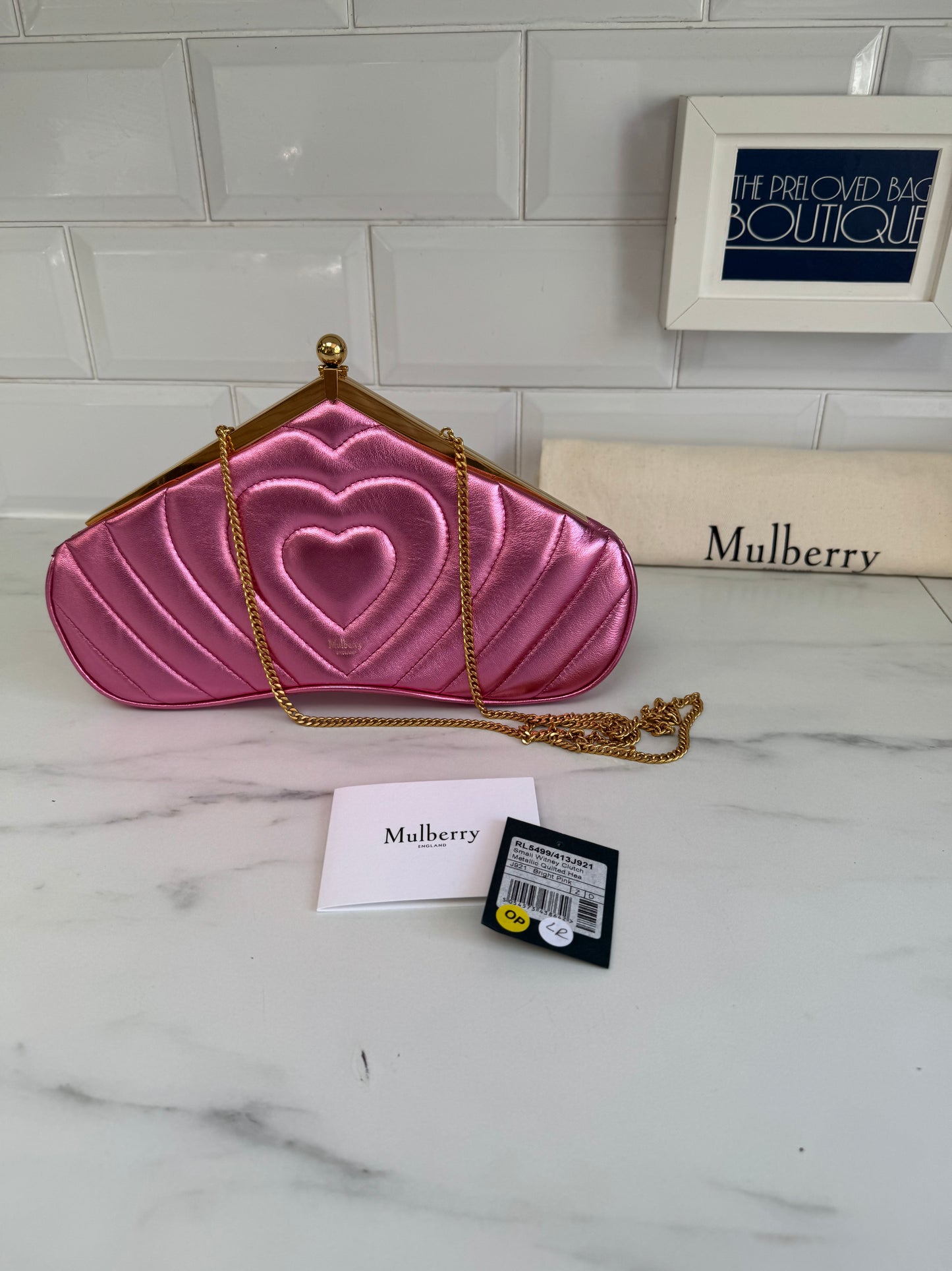 Mulberry Small Witney Heart Clutch - Metallic Pink