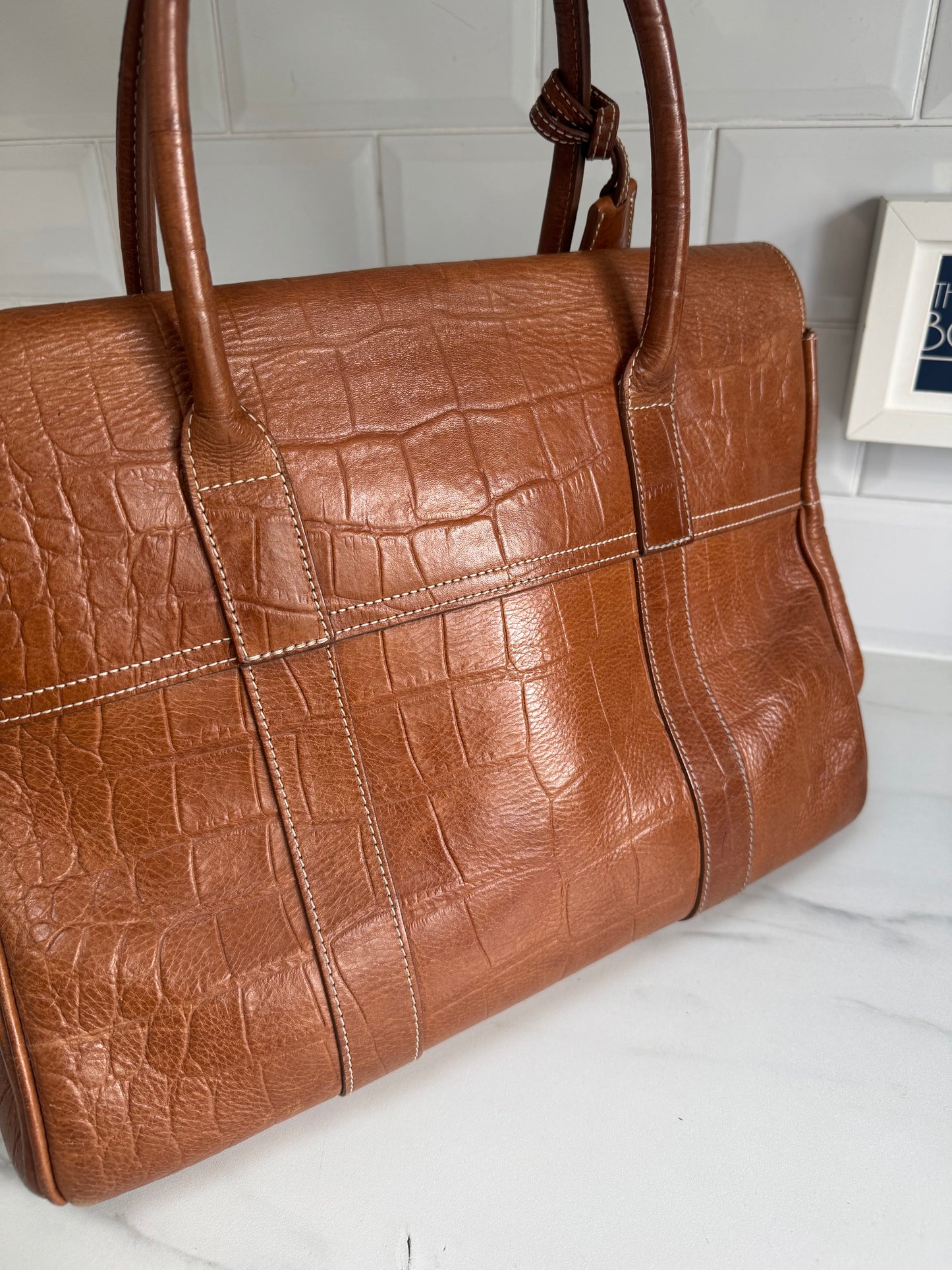 Mulberry Croc Embossed Bayswater - Oak