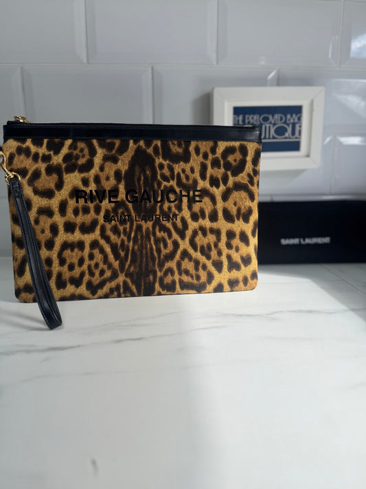 Saint Laurent Rive Gauche Wristlet Pouch - Animal Print