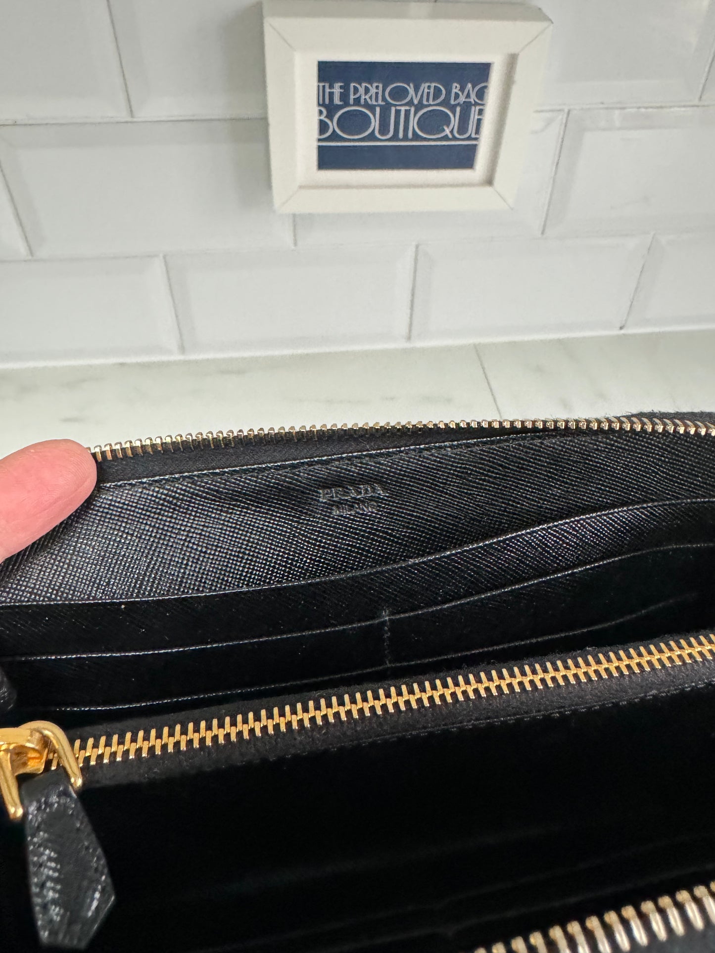 Prada Zip Around Wallet - Black