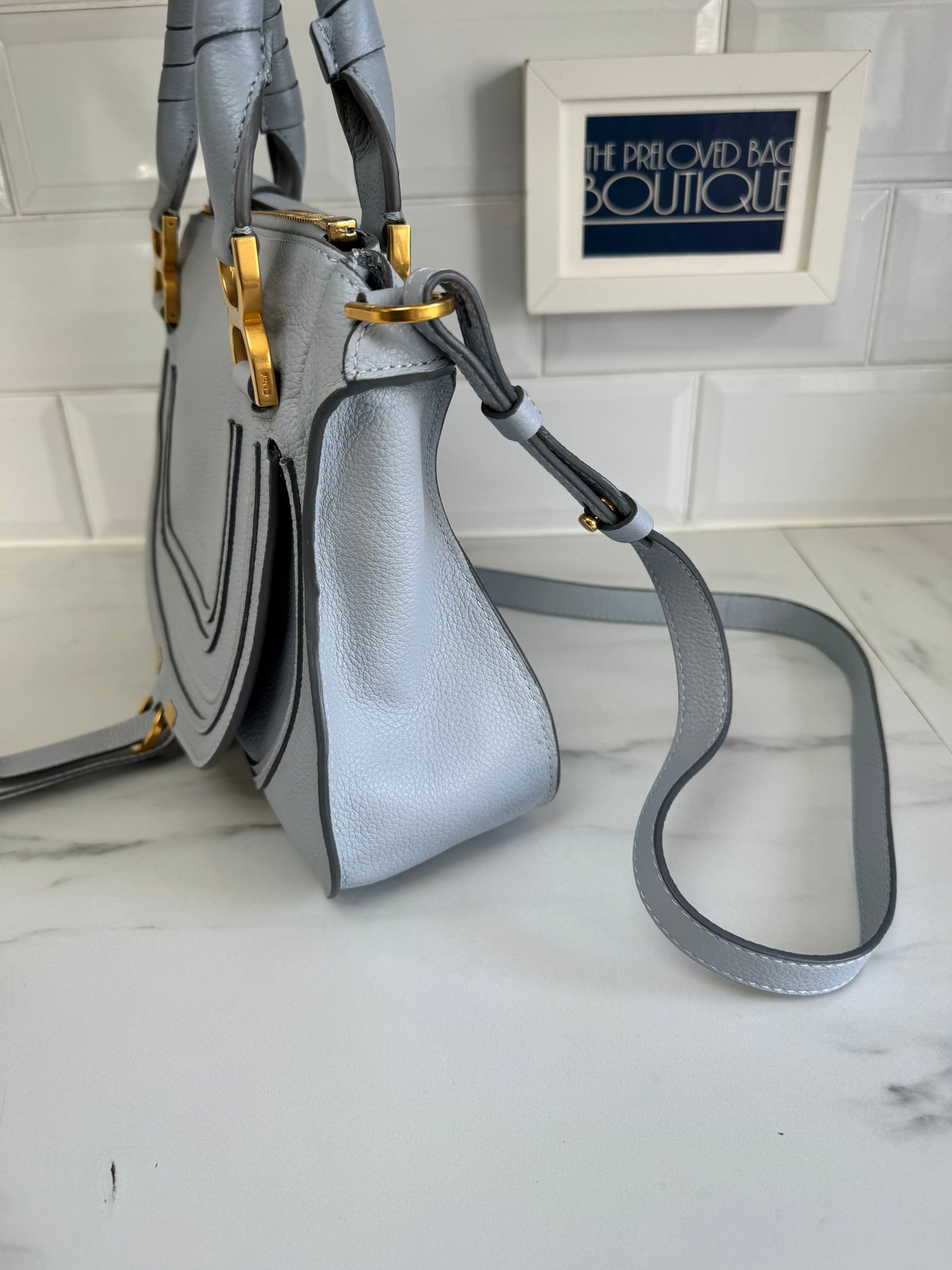 Chloé Small Marcie Saddle Bag - Washed Blue