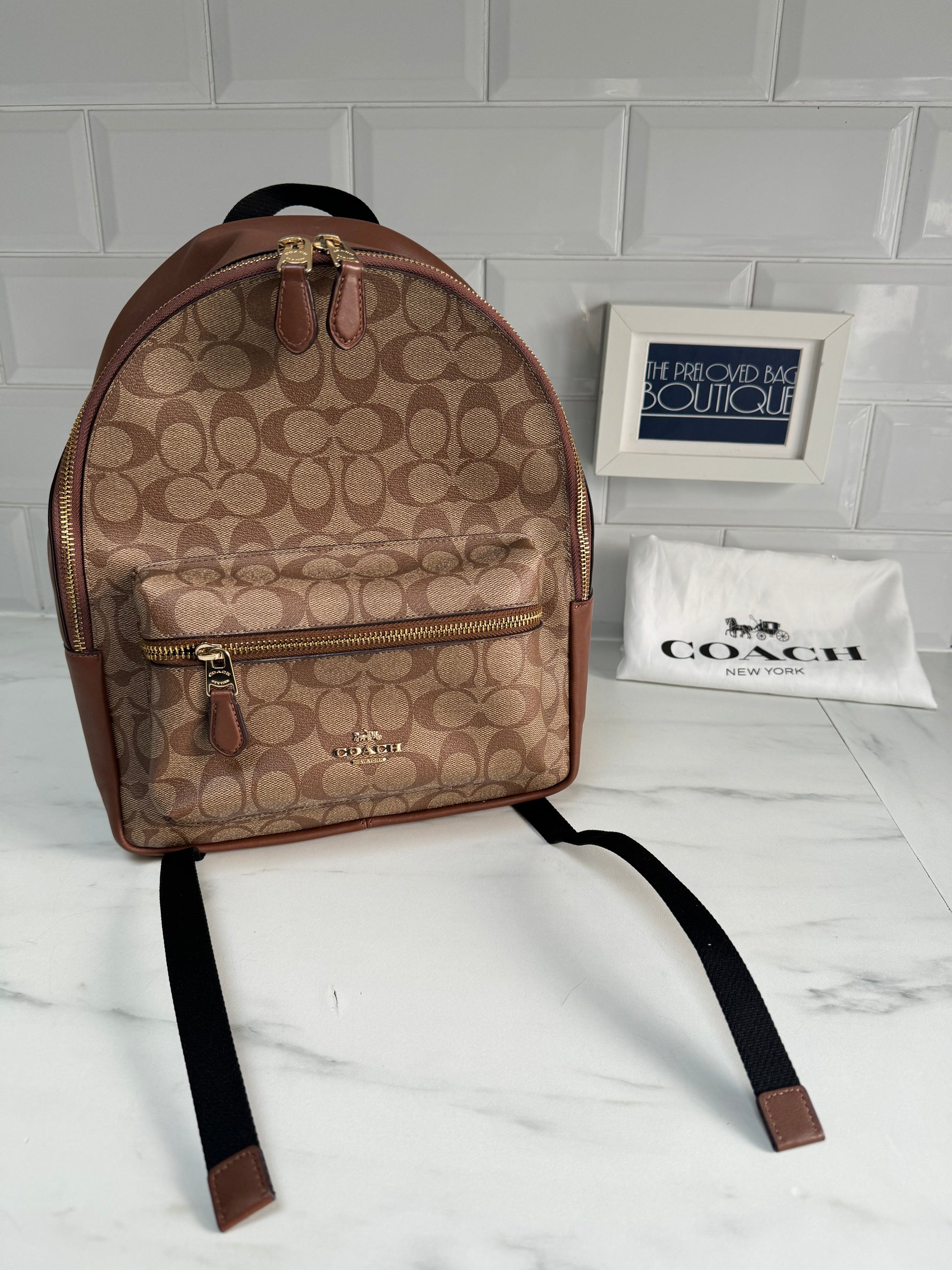 Coach charlie backpack in on sale signature