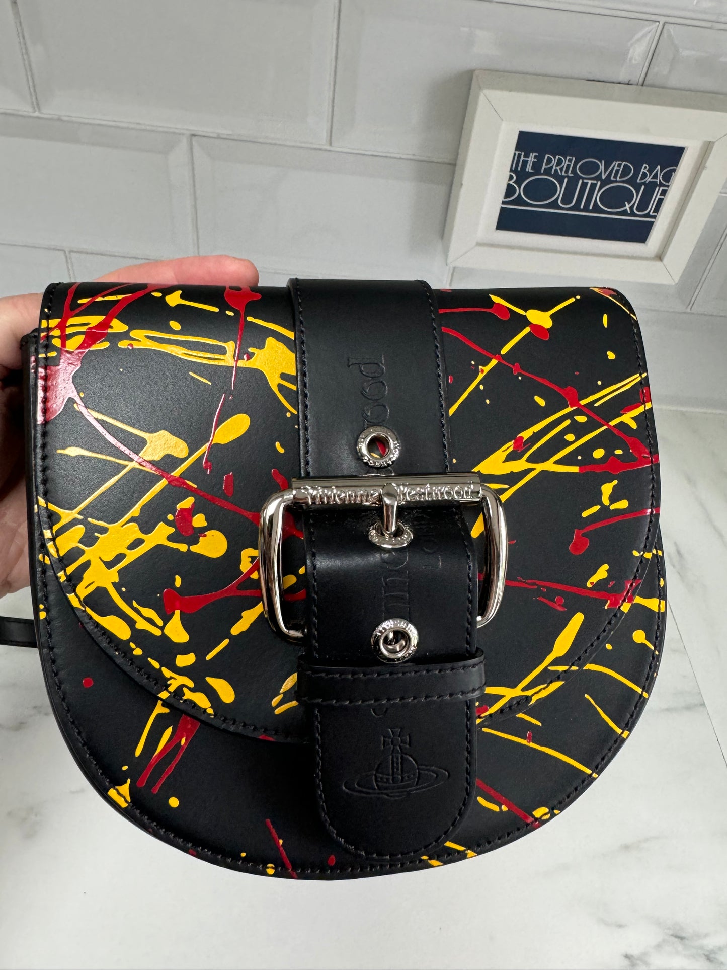 Vivienne Westwood Alex Saddle Bag - Black, Red & Yellow