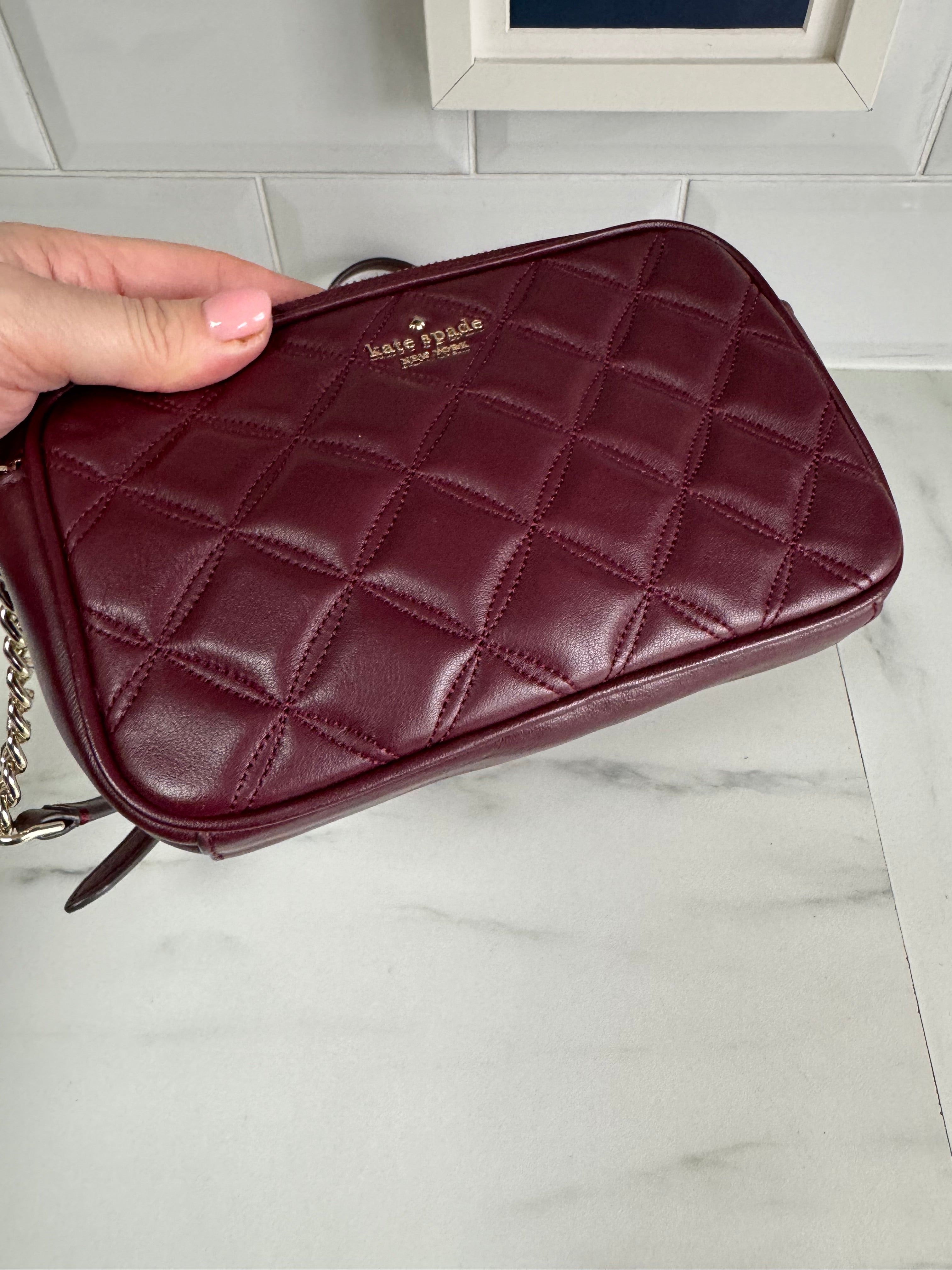 Kate Spade Joeley Shimmy Glitter Top Zip Tote Shoulder Bag Deep Nova  Burgundy - ShopperBoard