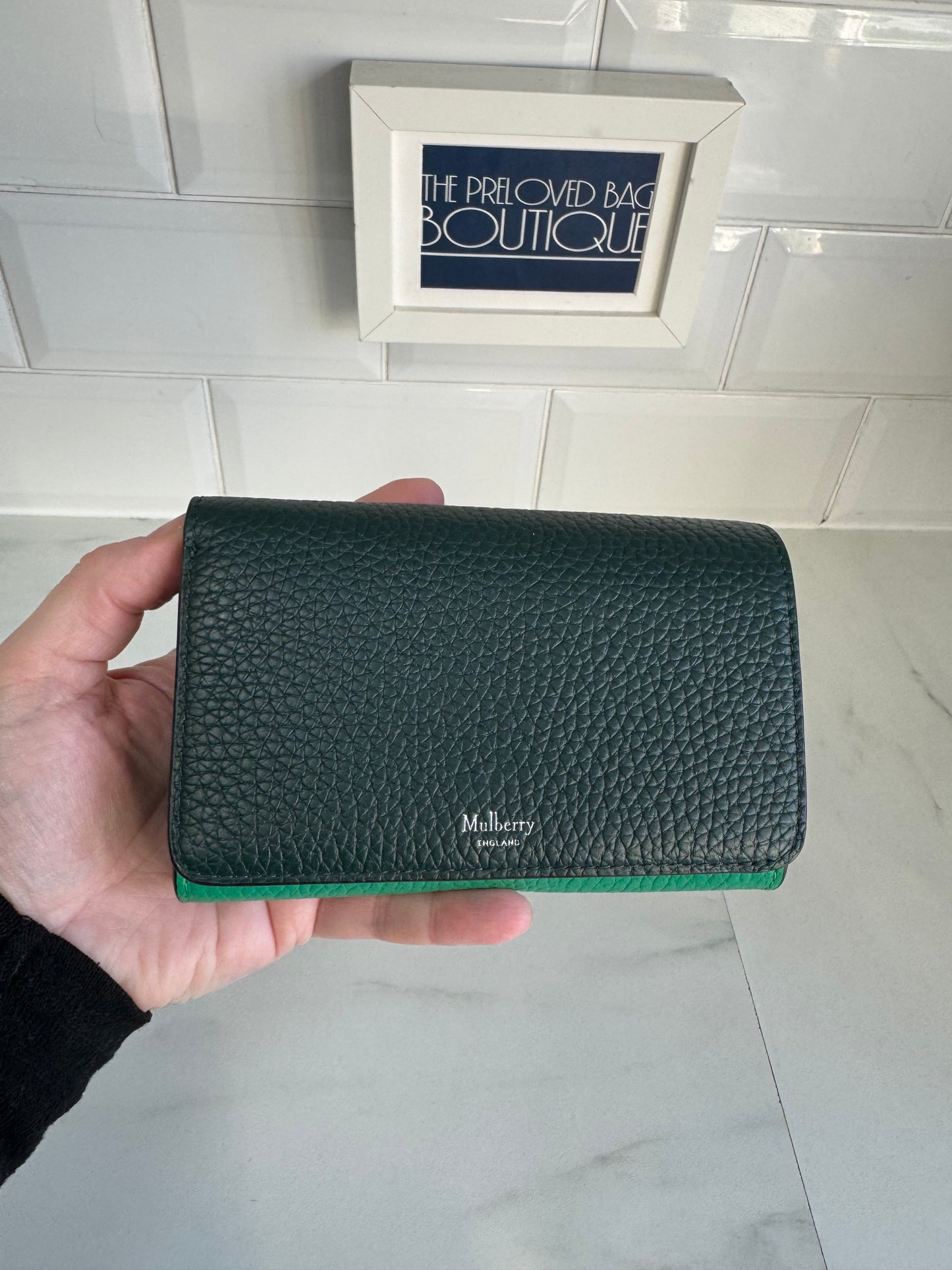 Mulberry Medium Continental Wallet - Mulberry Green and Lawn Green