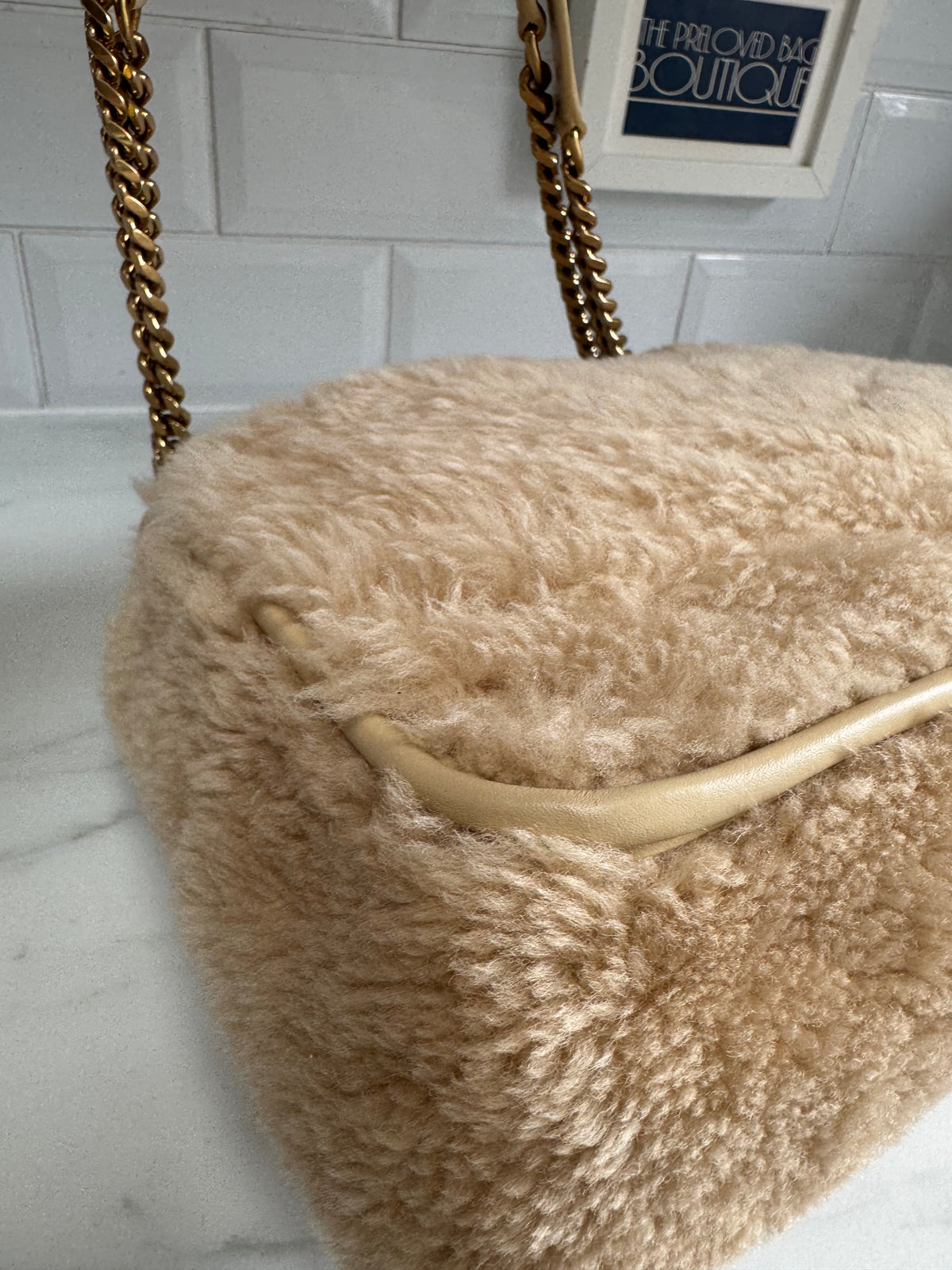 Saint Laurent Medium Niki Shearling - Cream