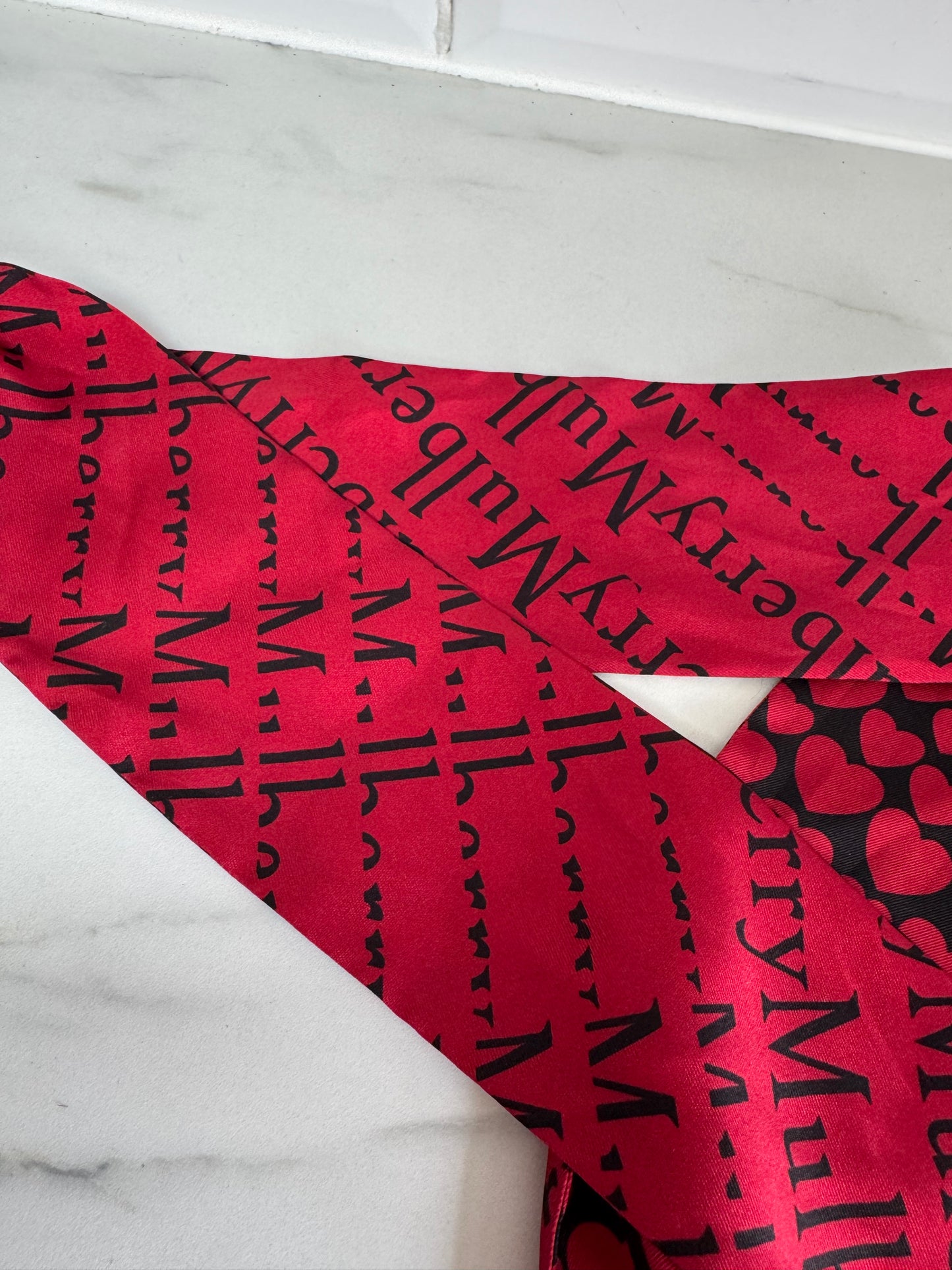 Mulberry Twilly - Black, Red and Pink