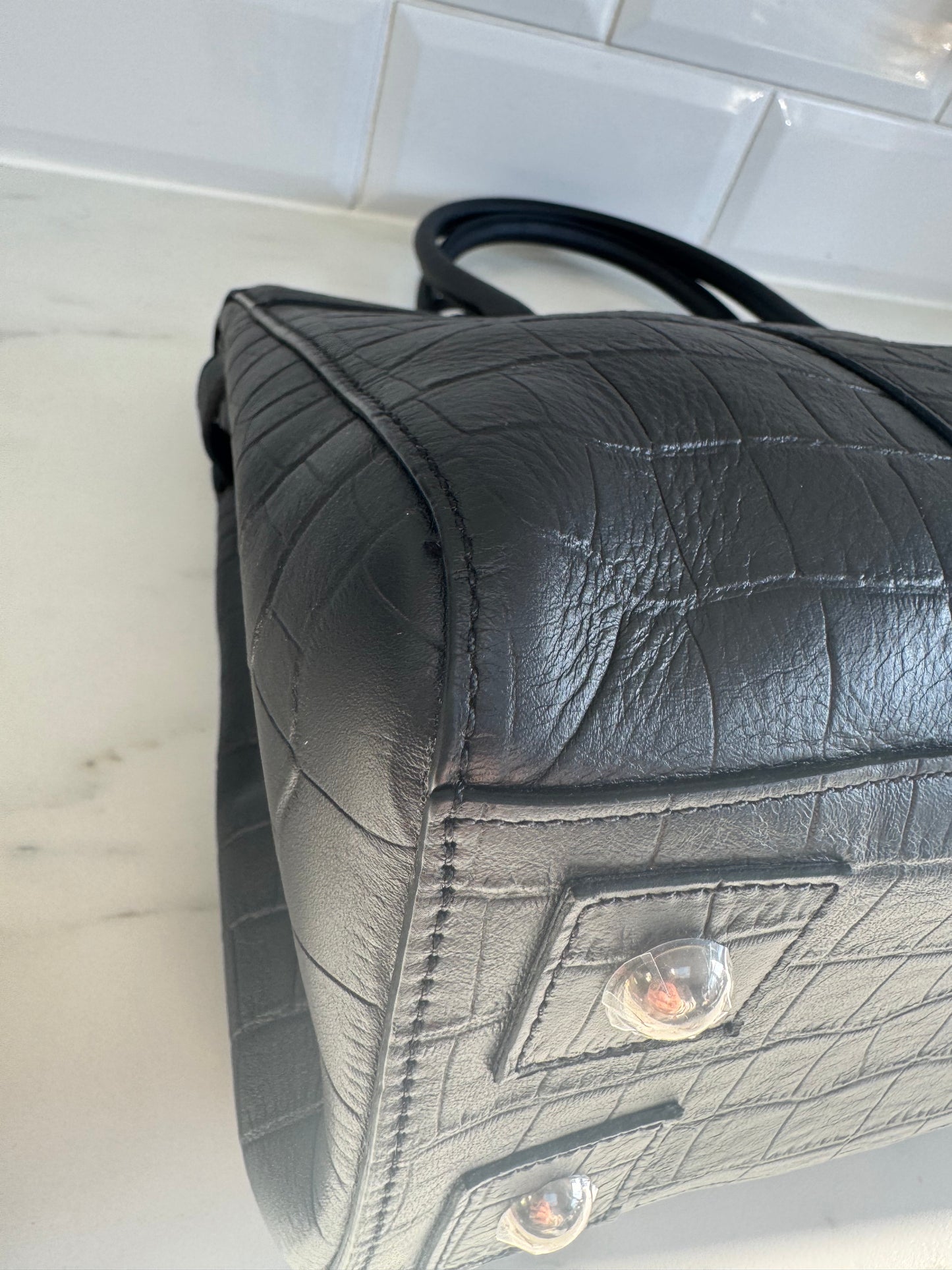 Mulberry Matte Croc Embossed Bayswater - Black