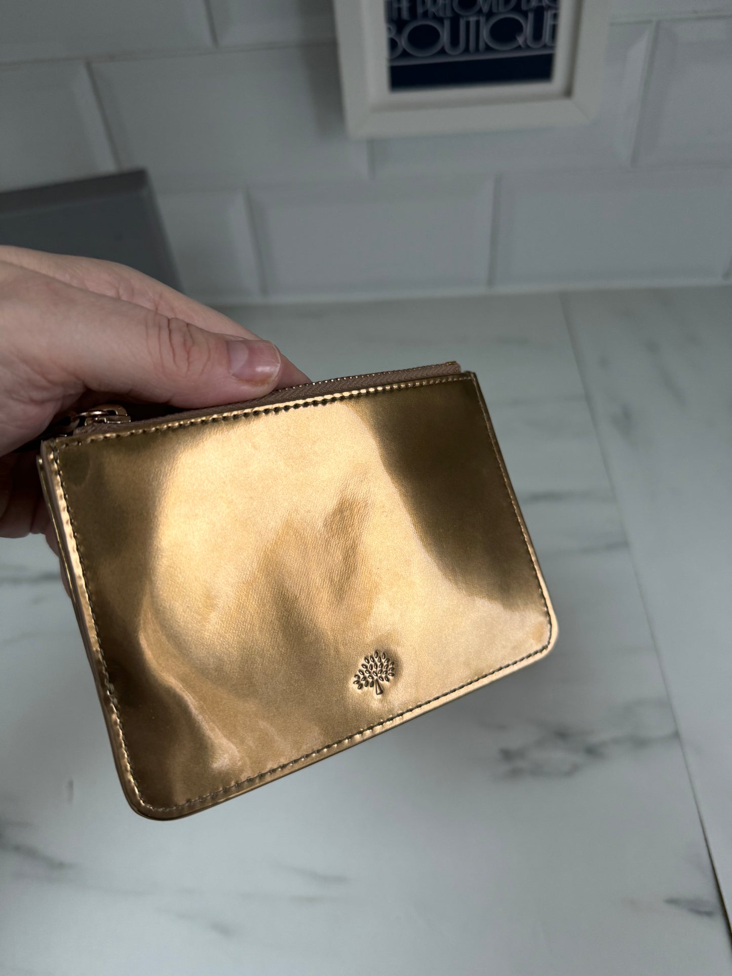 Mulberry Zipped Coin Purse - Metallic Gold