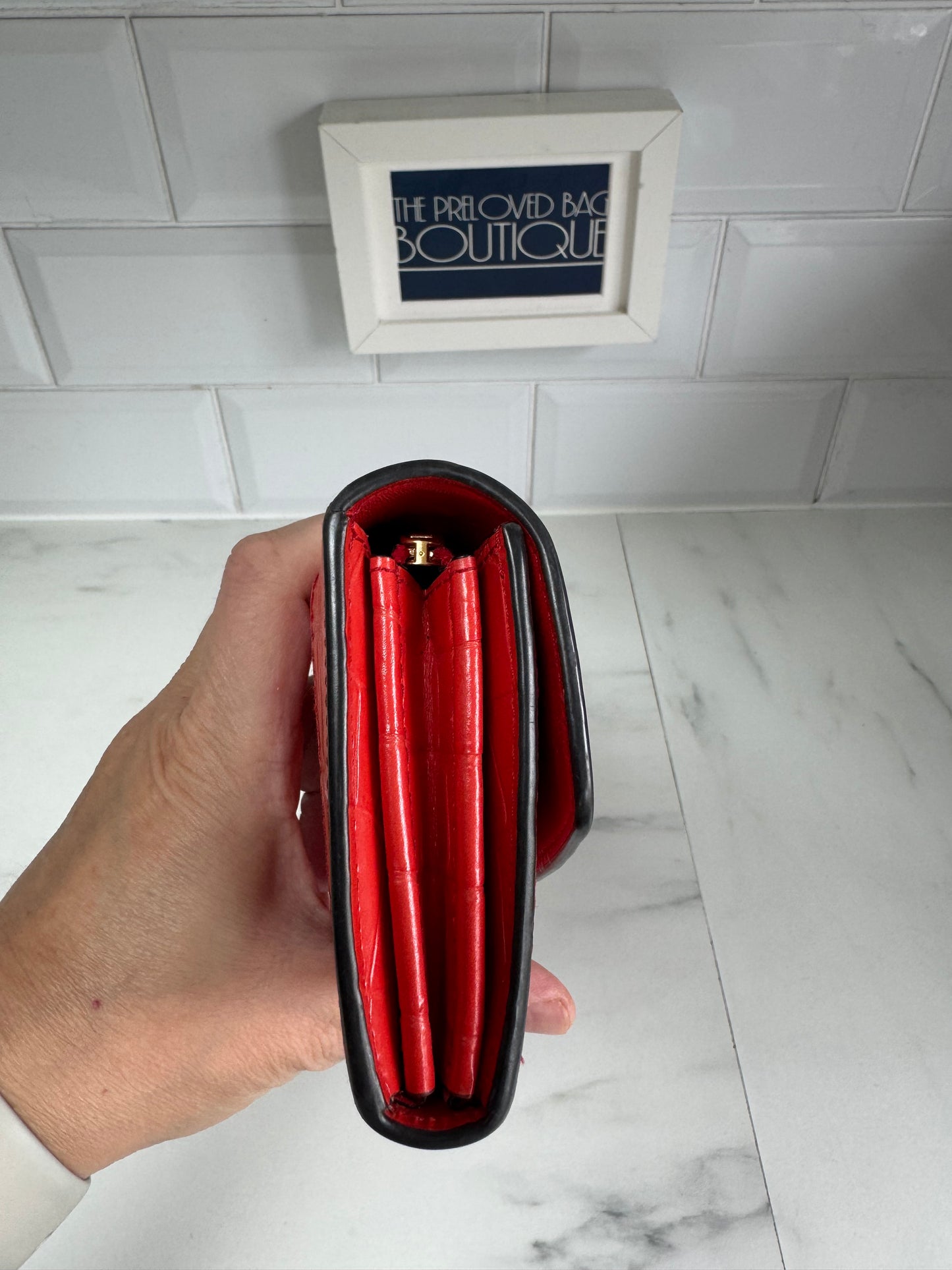Mulberry Medium Darley wallet - Tomato Red Croc Embossed