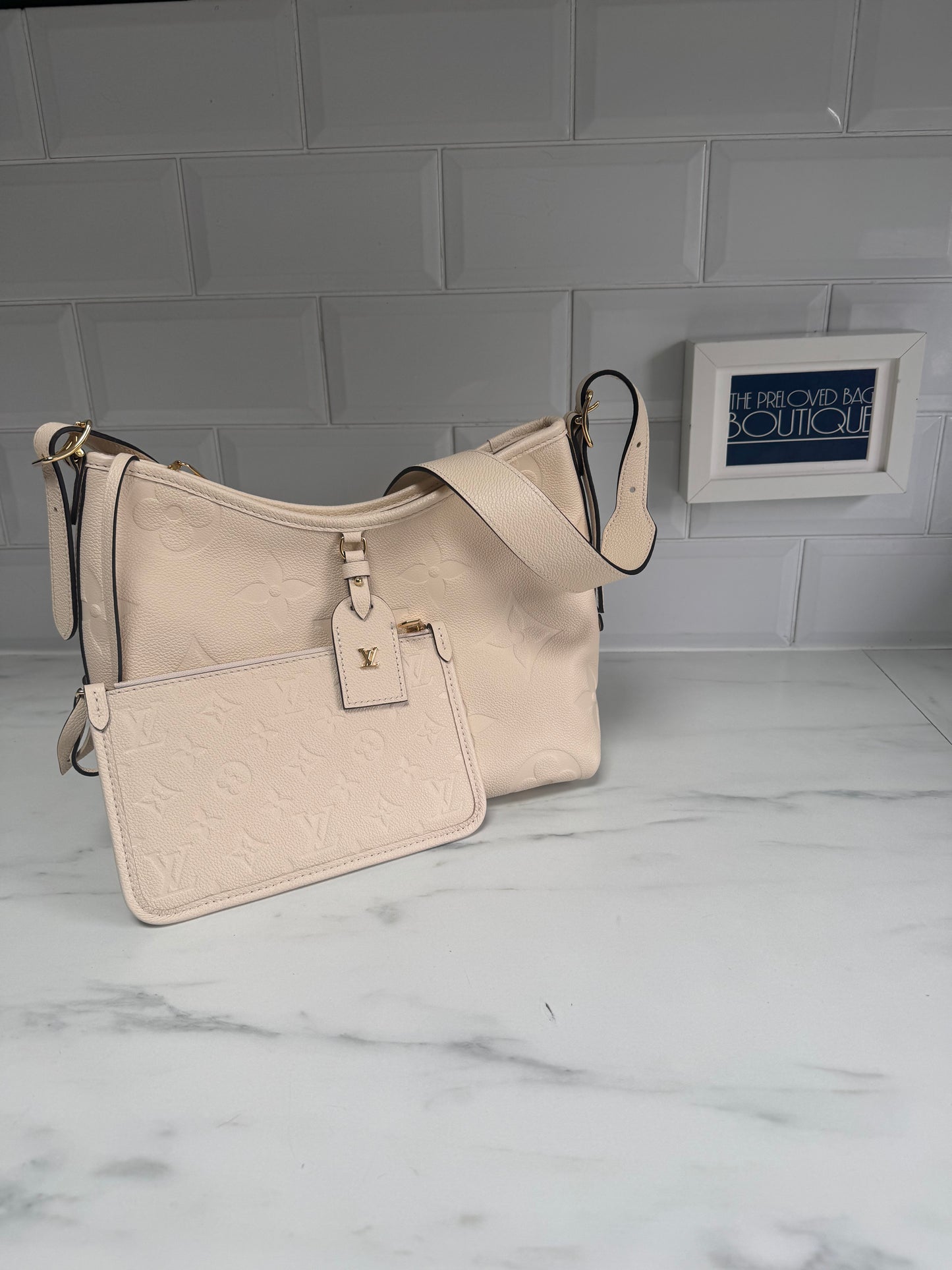 Louis Vuitton Carryall Creme Giant Monogram Emperiente PM - White