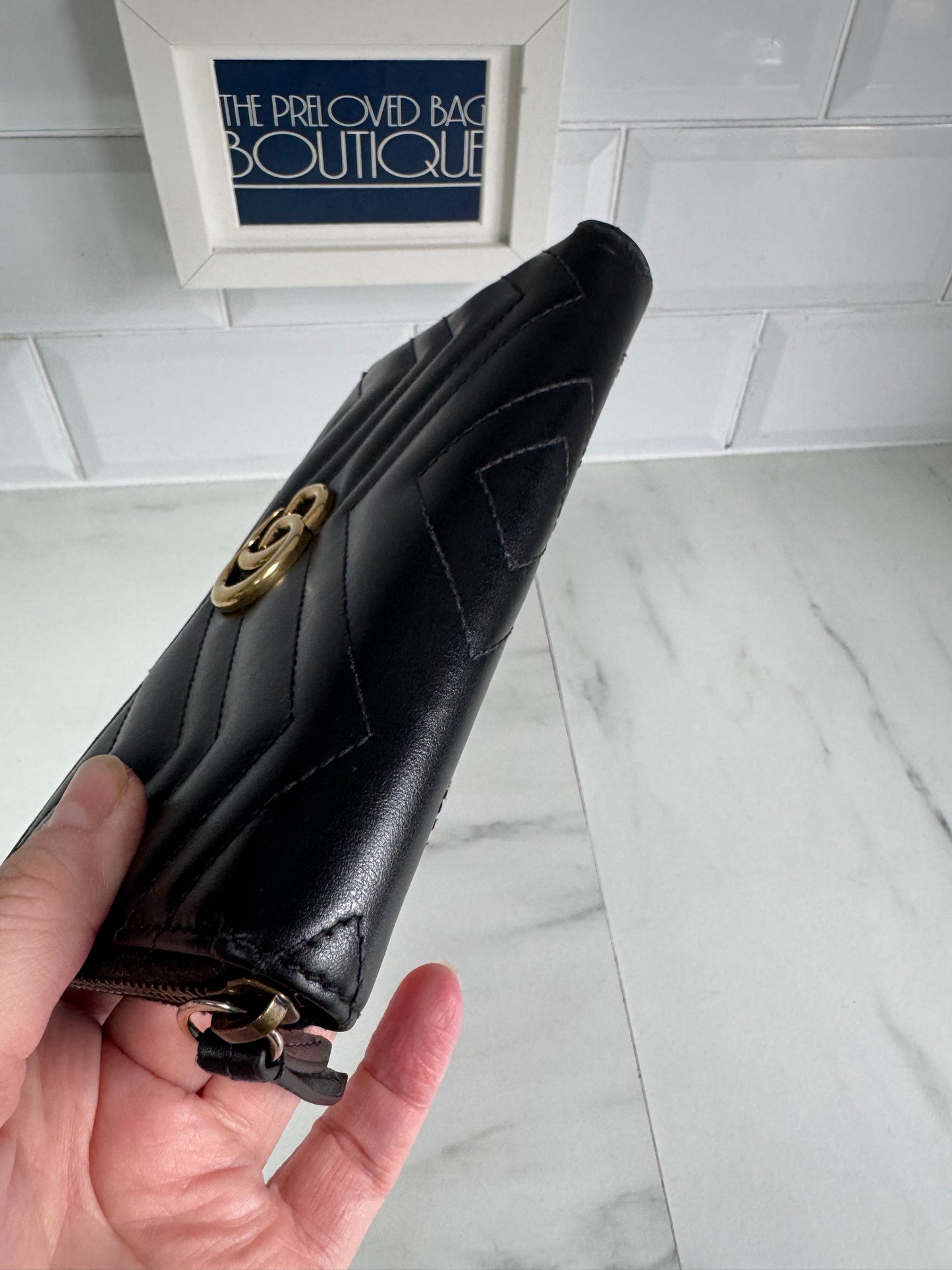 Gucci GG Marmont Zip Around Wallet - Black