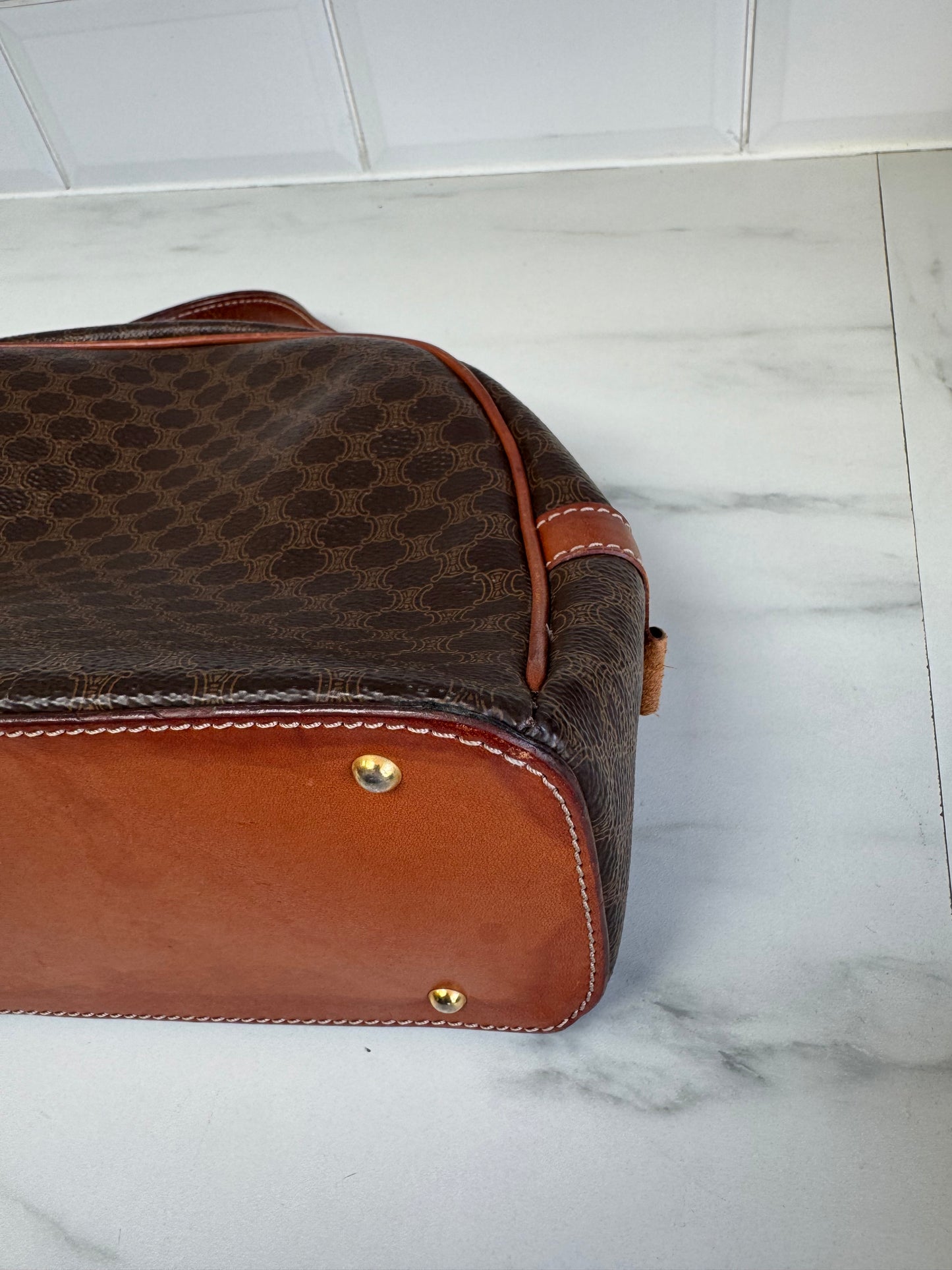 Celine Triomphe Macadam Small Vintage Bowling Bag - Monogram