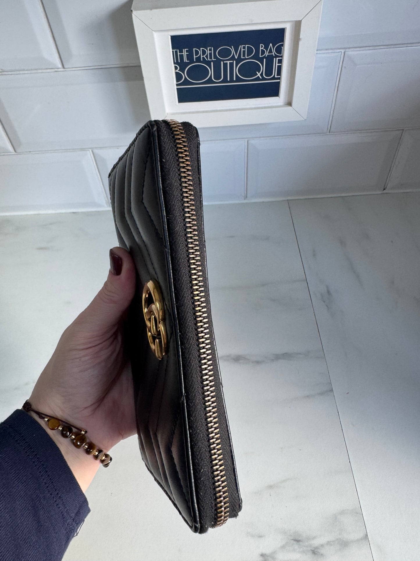 Gucci GG Marmont zip around Wallet - Black