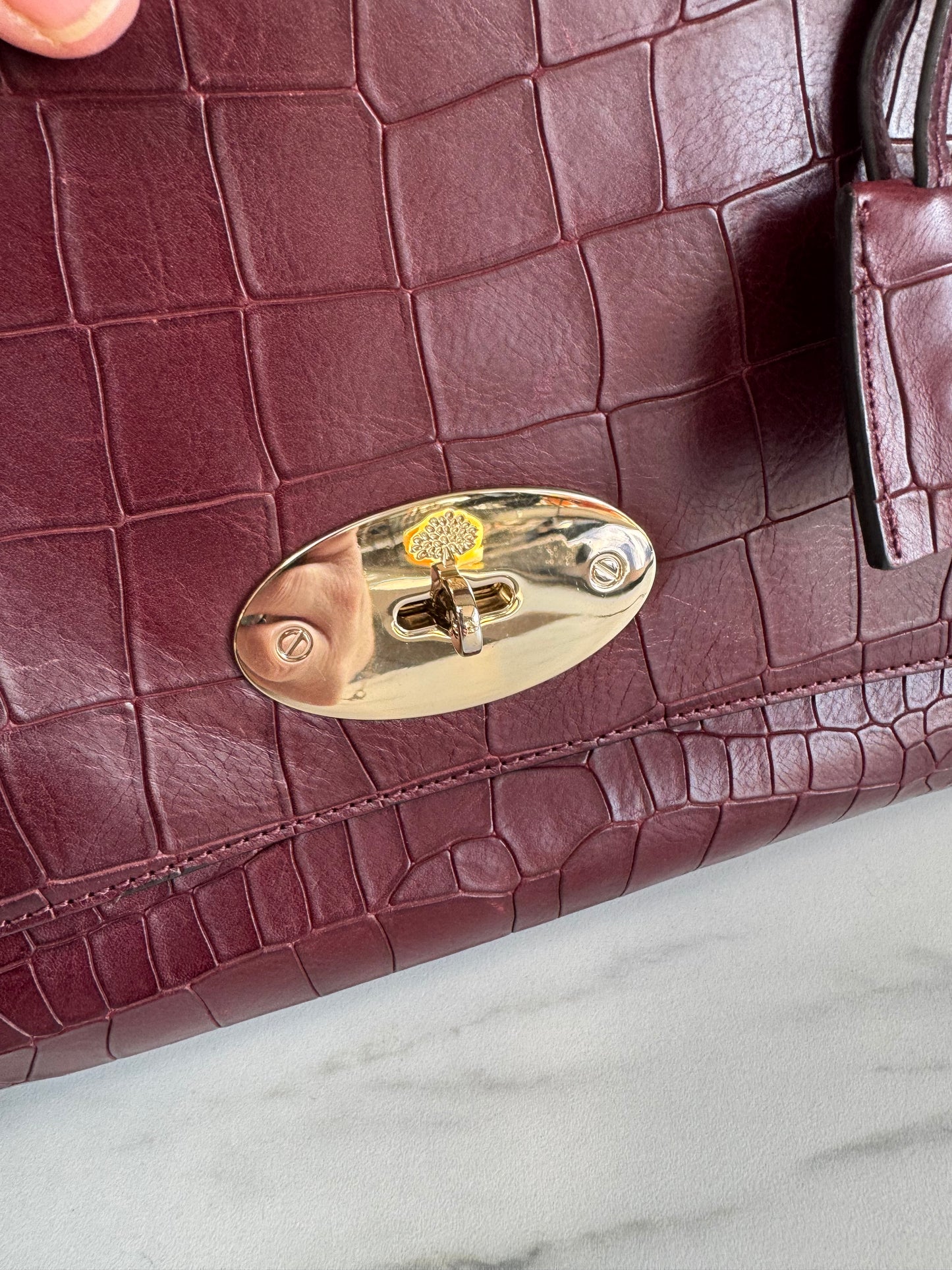 Mulberry Medium Lily - Oxblood Croc Embossed