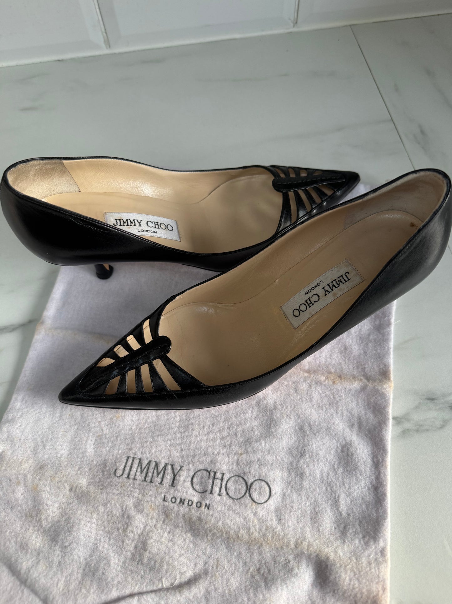 Jimmy Choo Cut Out Kitten Heels - Black