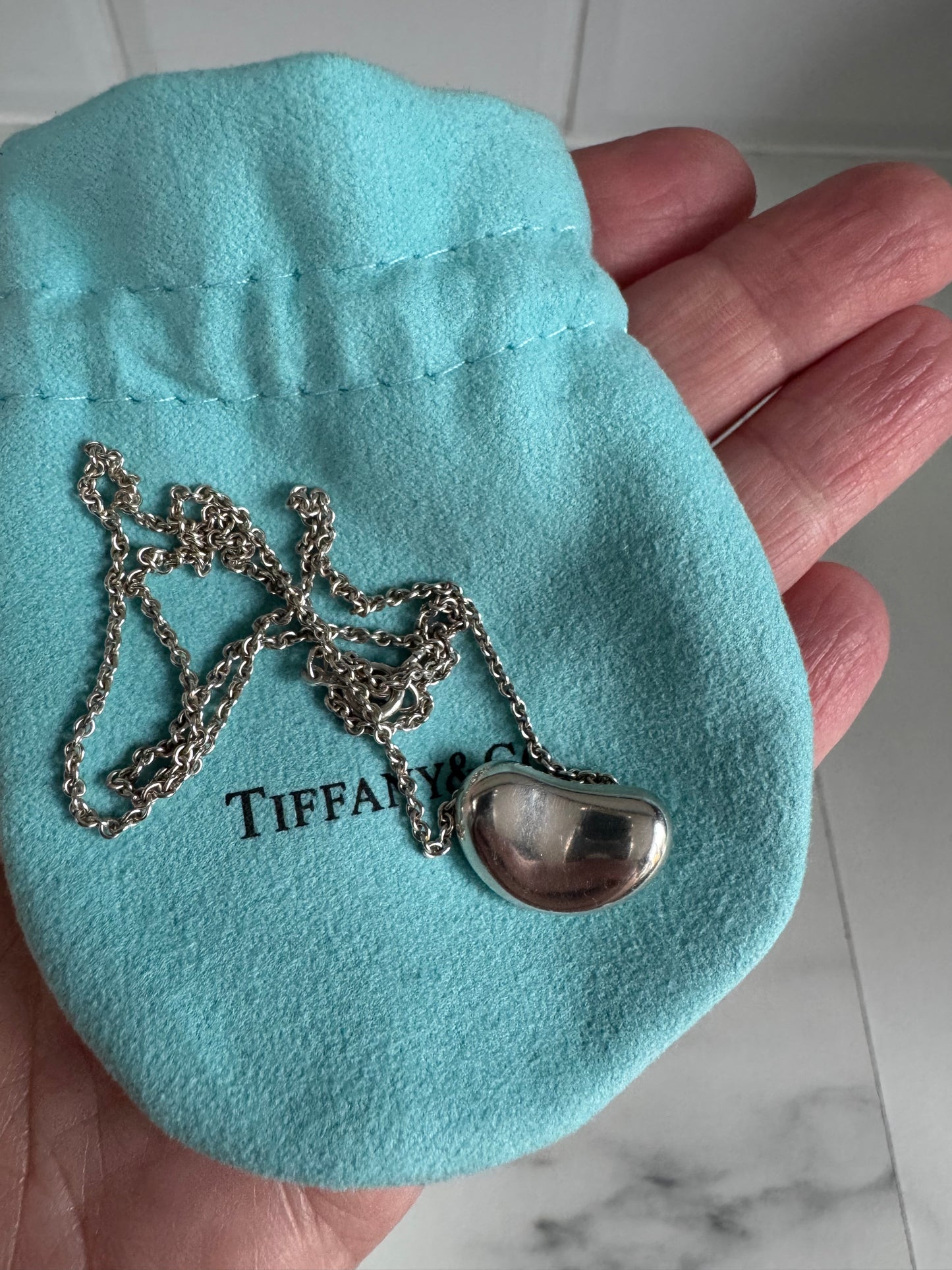 Tiffany & Co Elsa Peretti Bean Necklace - Silver