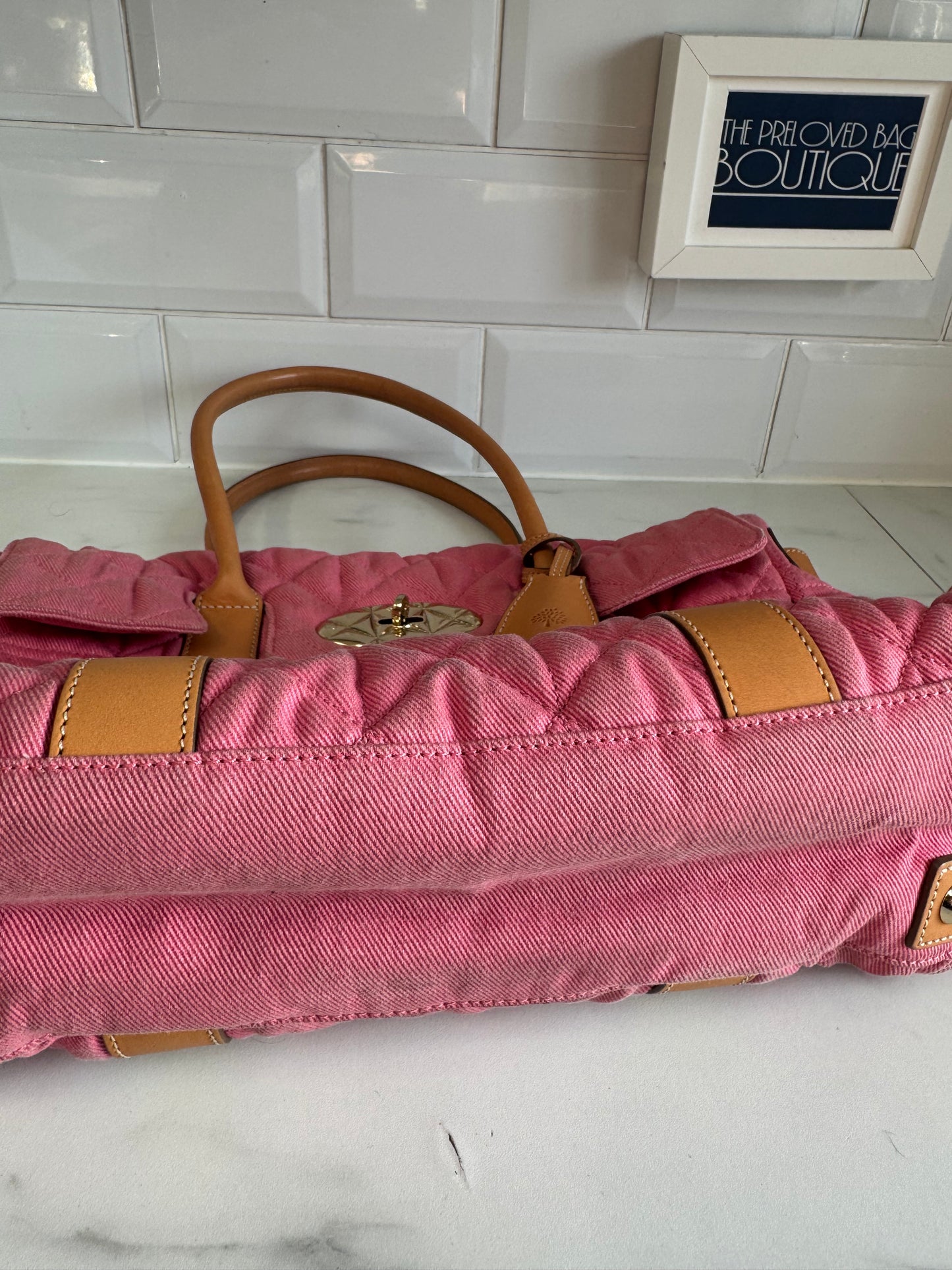 Mulberry Denim Quilted Bayswater - Candy Pink