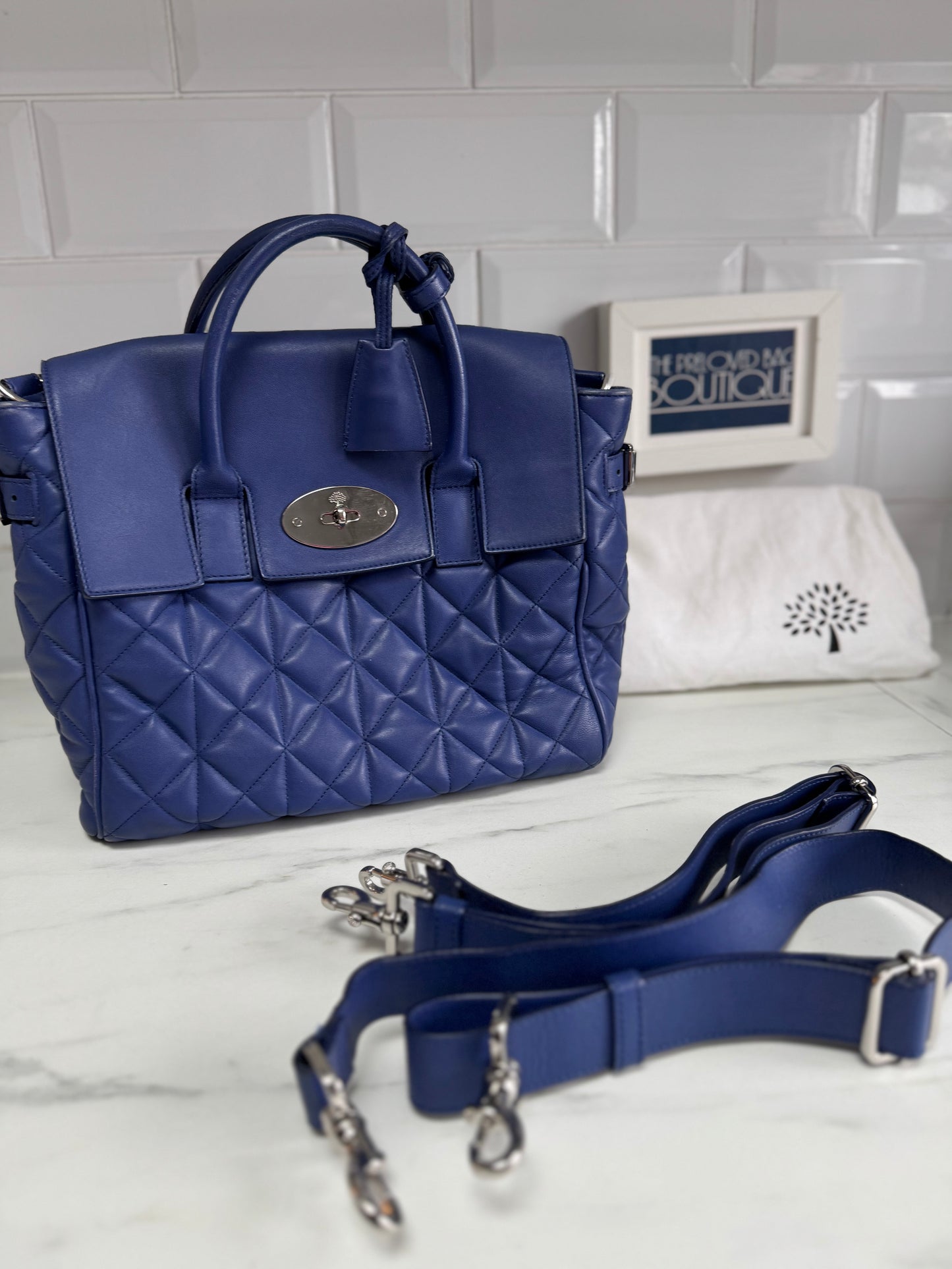 Mulberry Medium Quilted “Cara Delevingne” Backpack - Indigo Blue