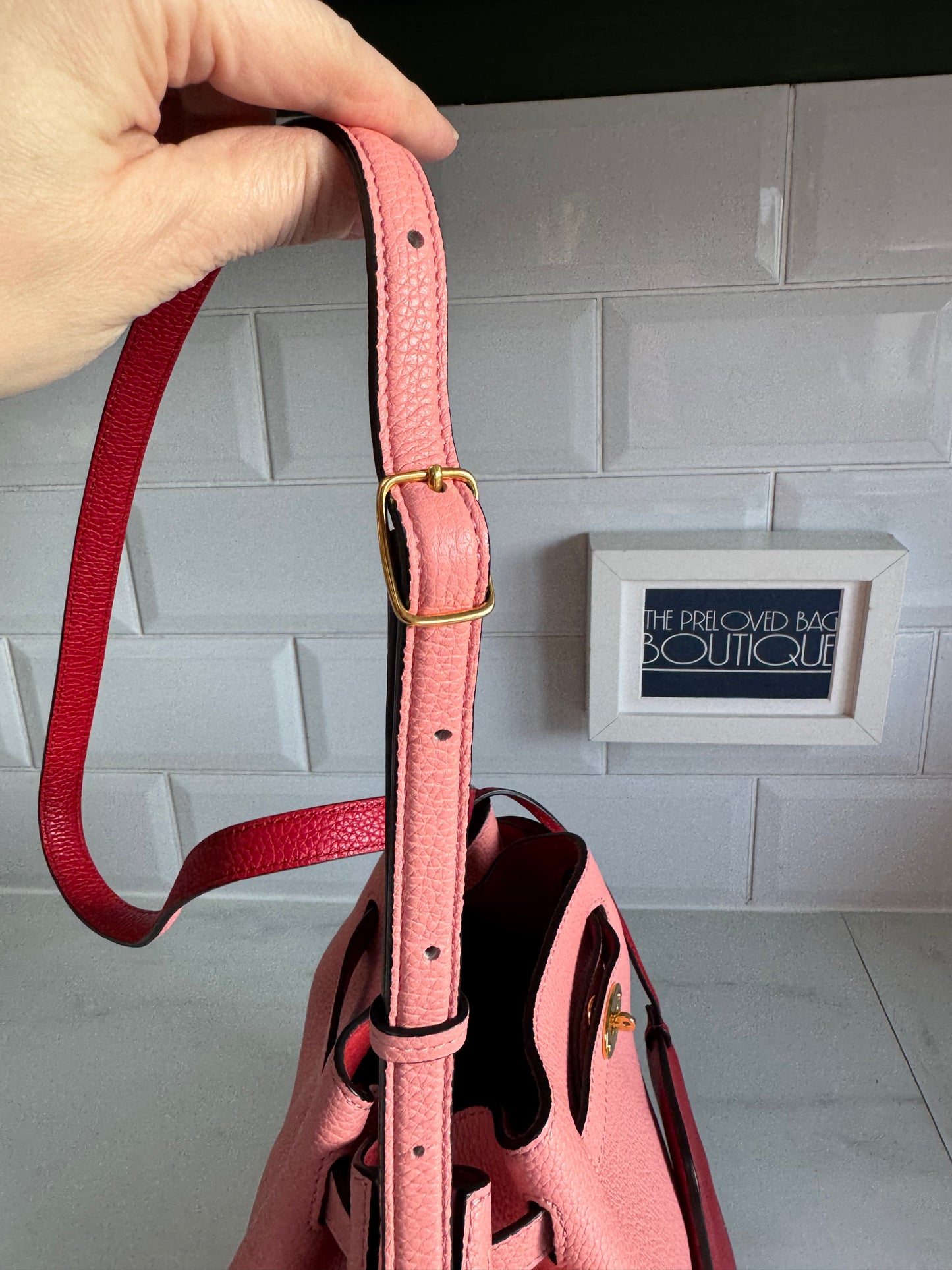 Mulberry Abbey Bucket Bag - Macaroon Pink & Red