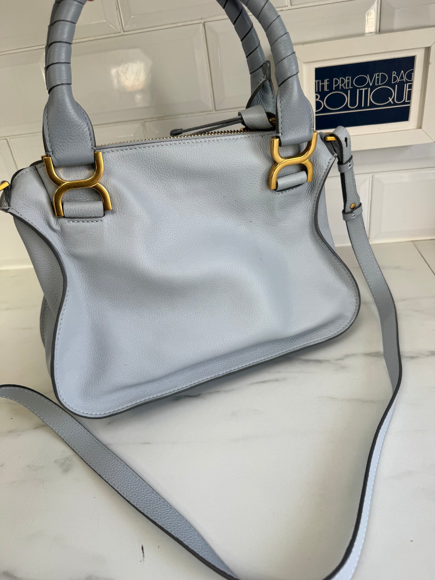 Chloé Small Marcie Saddle Bag - Washed Blue