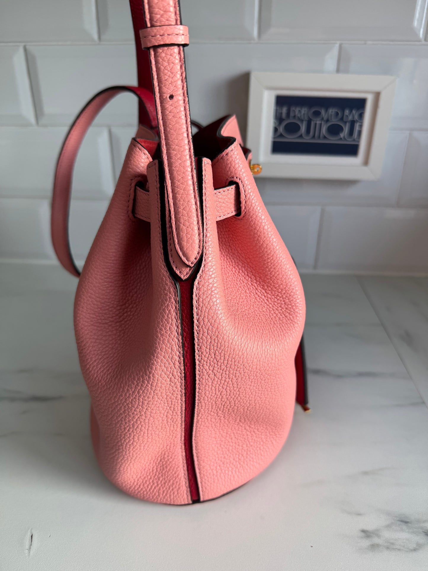 Mulberry Abbey Bucket Bag - Macaroon Pink & Red