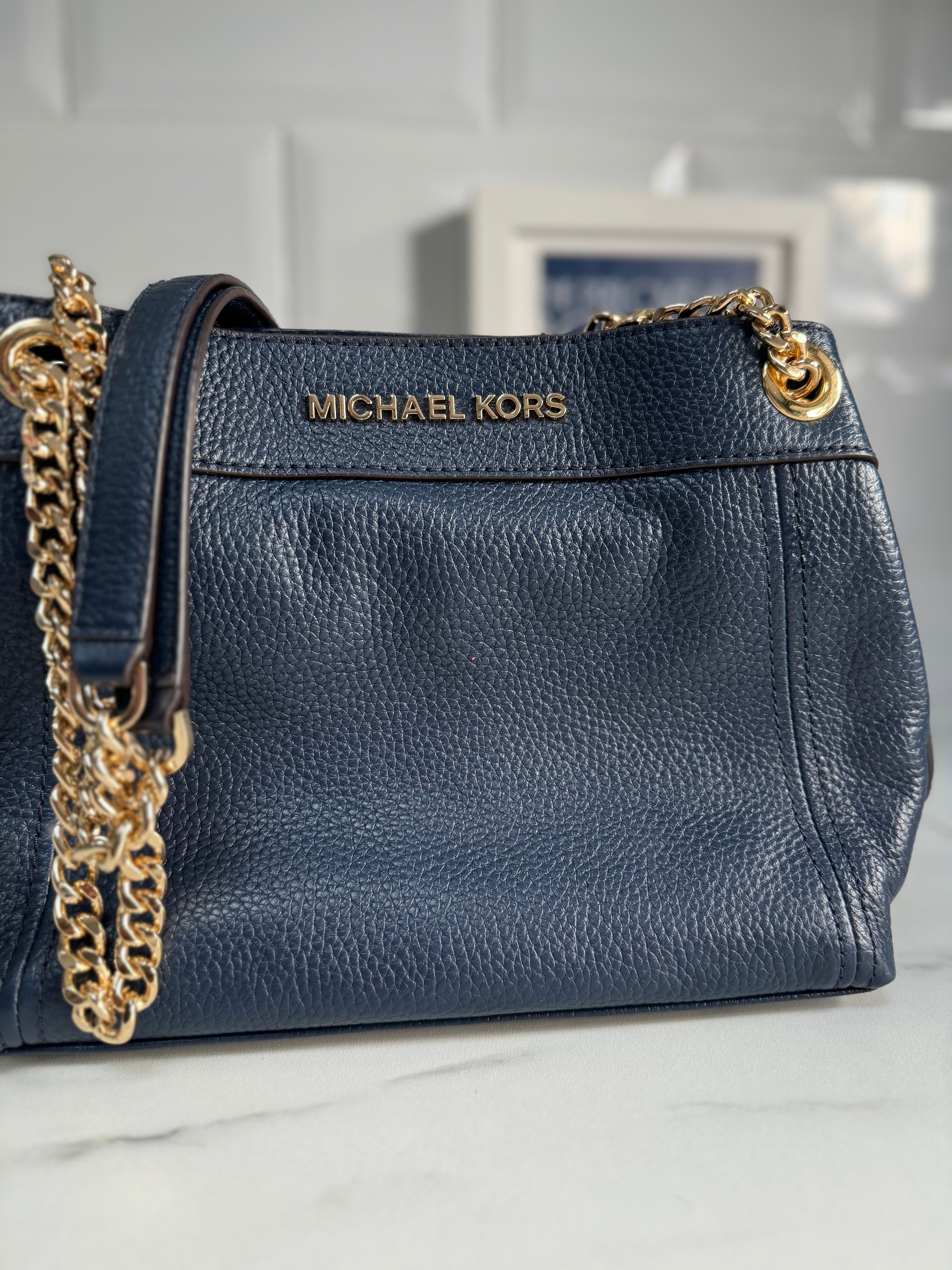 Michael Kors Jet Set Medium Shoulder Bag Navy Blue