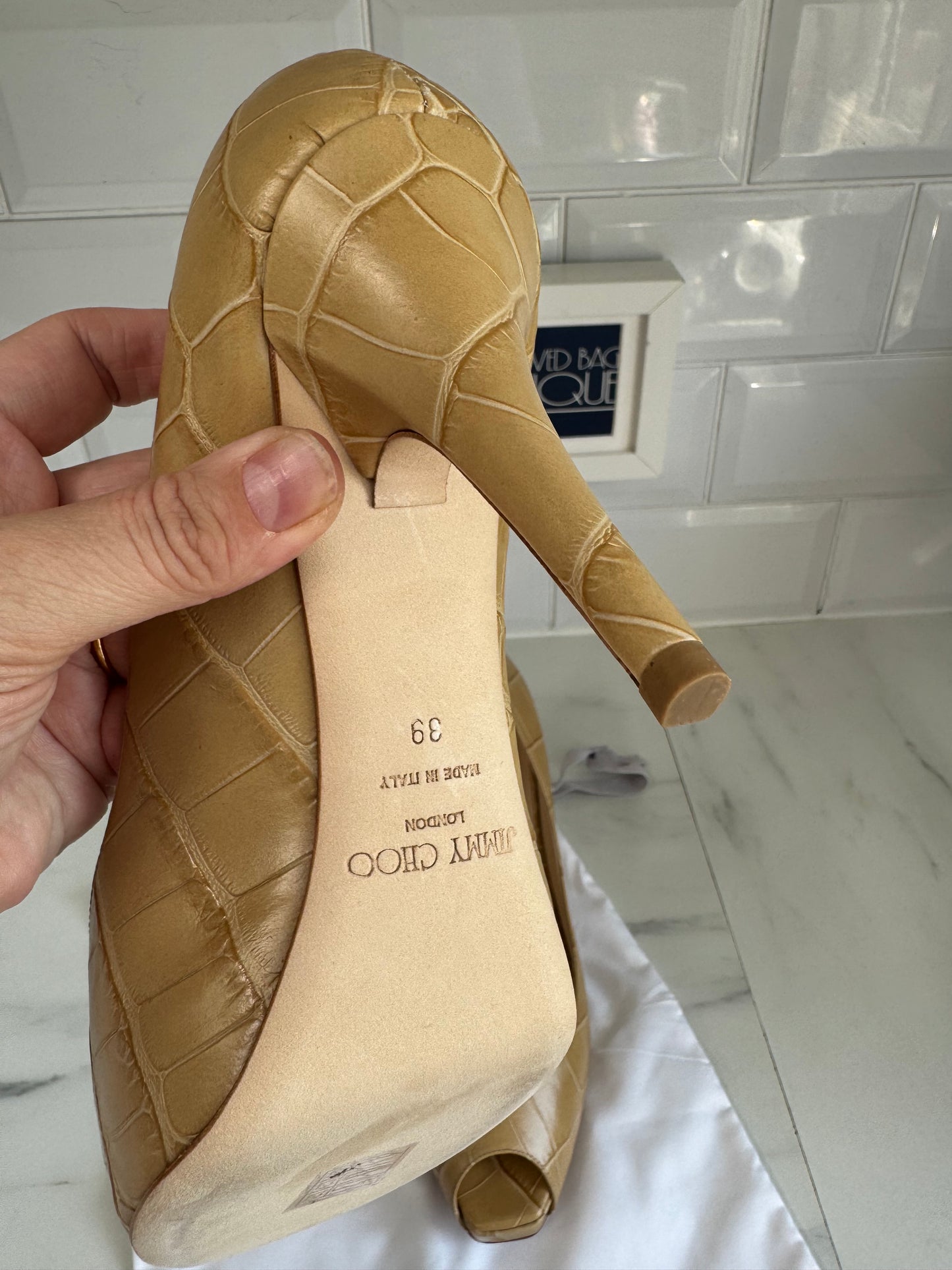 Jimmy Choo Peep Toe - Biscuit