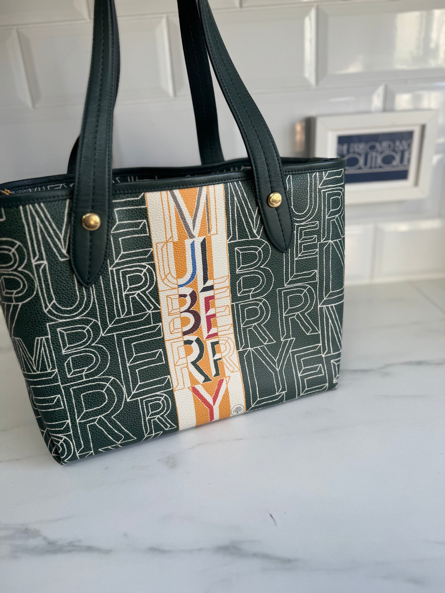 Mulberry Eco Scotchgrain Typography Tote - Multicolour