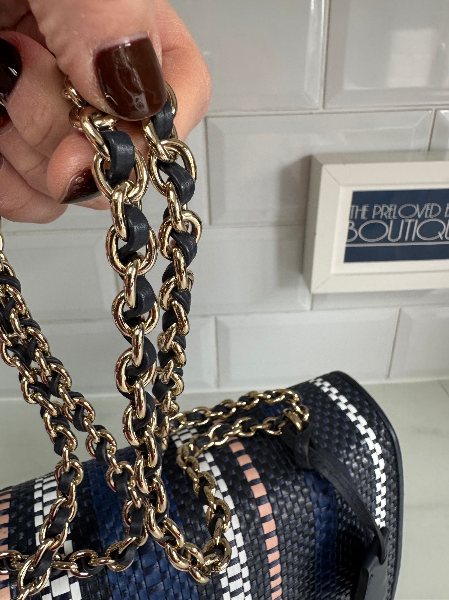 Mulberry Medium Twilight Rafia Lily - blue, pink, black and white